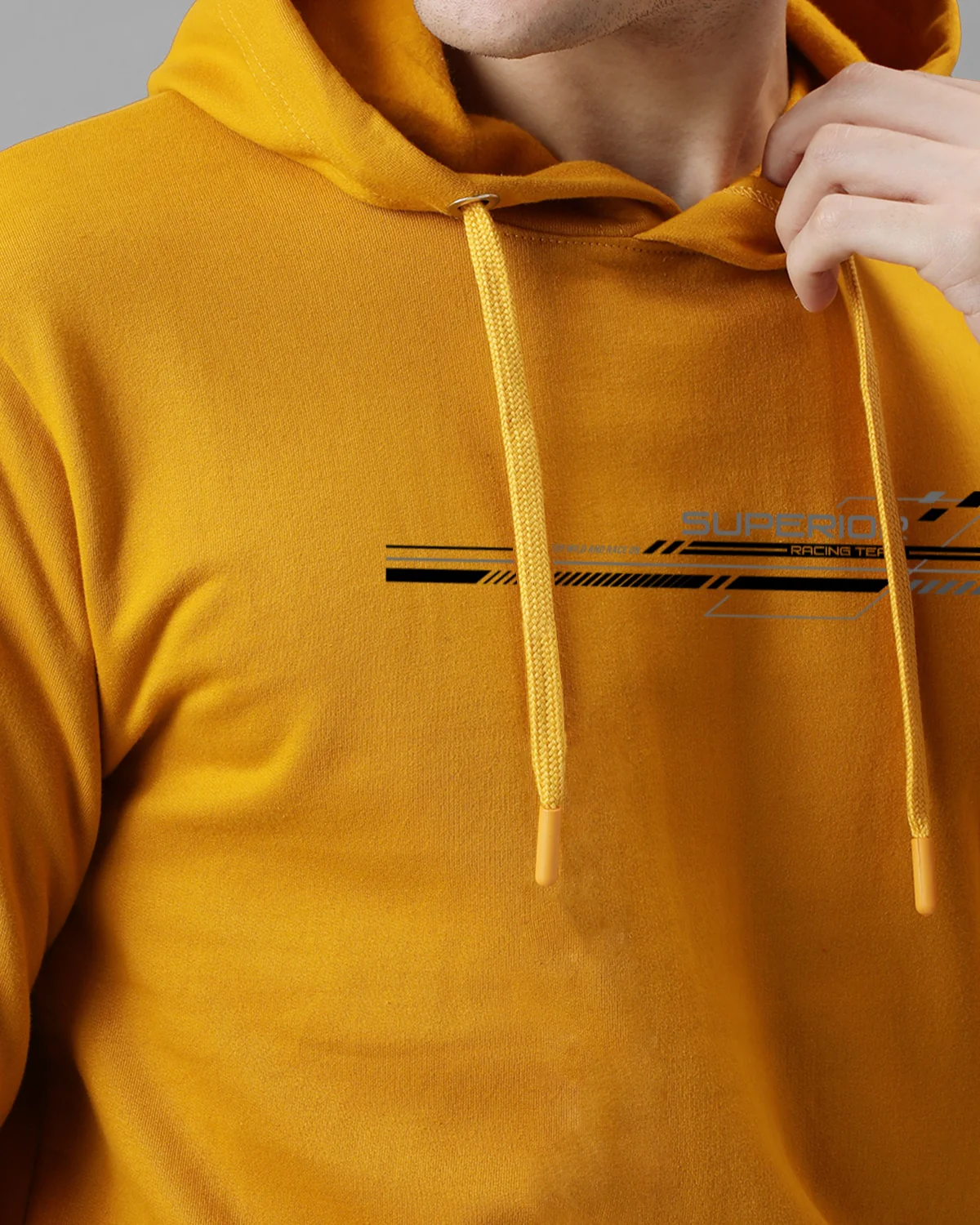 Men Mustard Long Lasting Printed Hoodie - Image 5