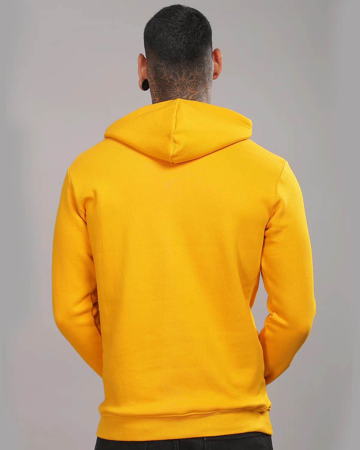Men Mustard Printed Hoodie - Image 2
