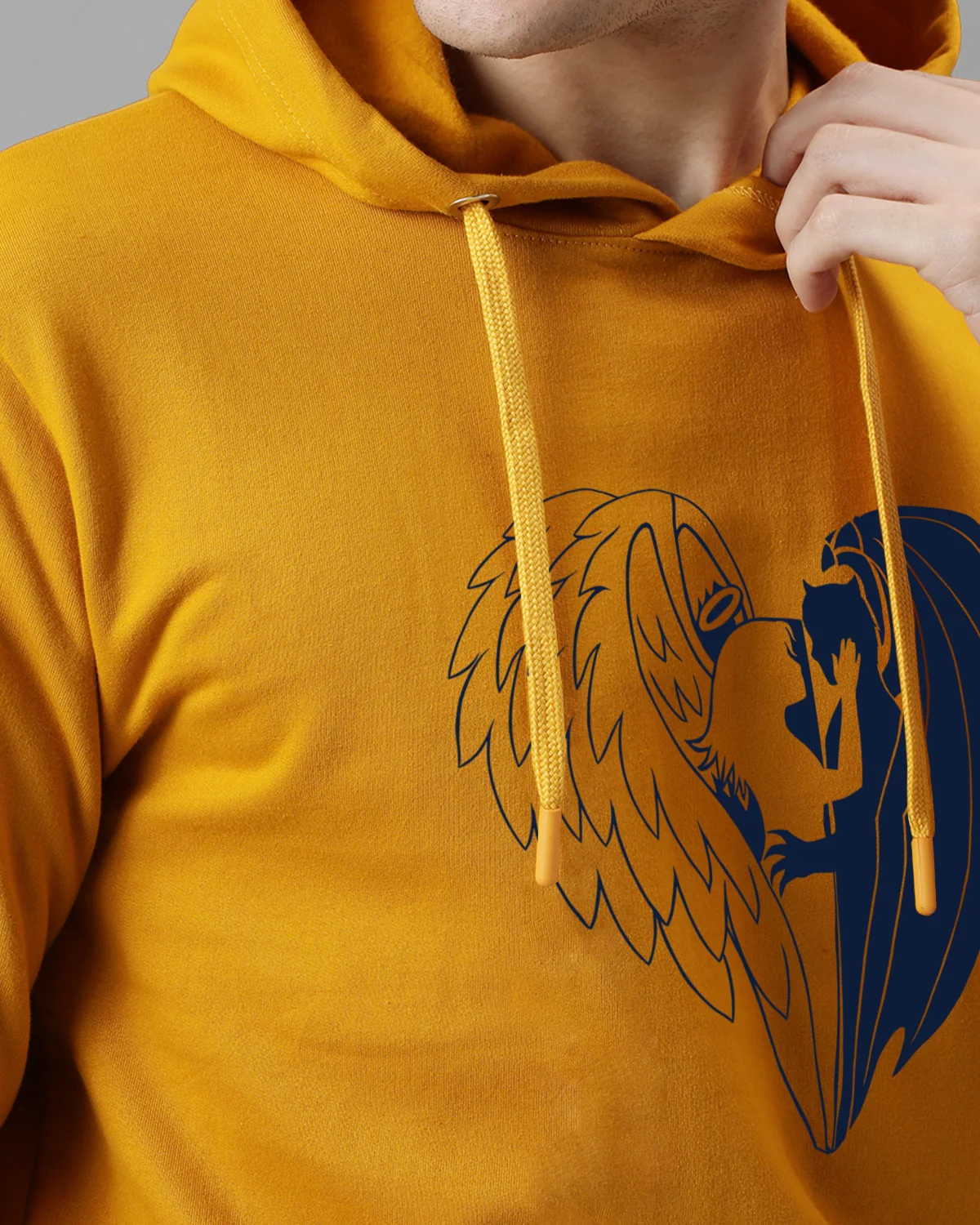Men Mustard Printed Hoodie - Image 5