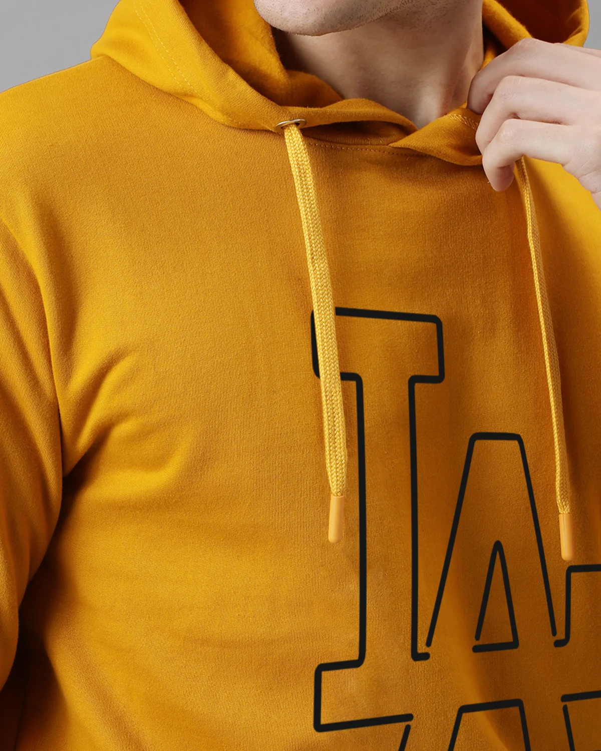 Men Mustard Printed Hoodie - Image 4