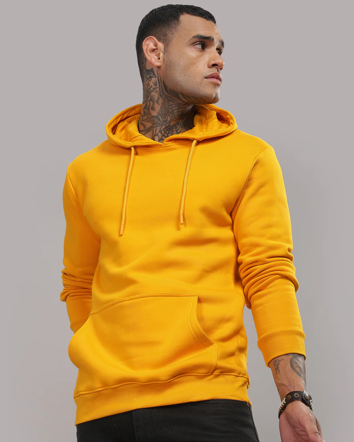 Men Mustard Printed Hoodie - Image 4