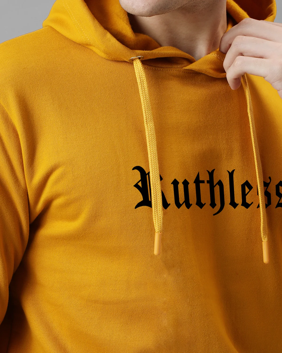 Men Mustard Printed Hoodie - Image 5