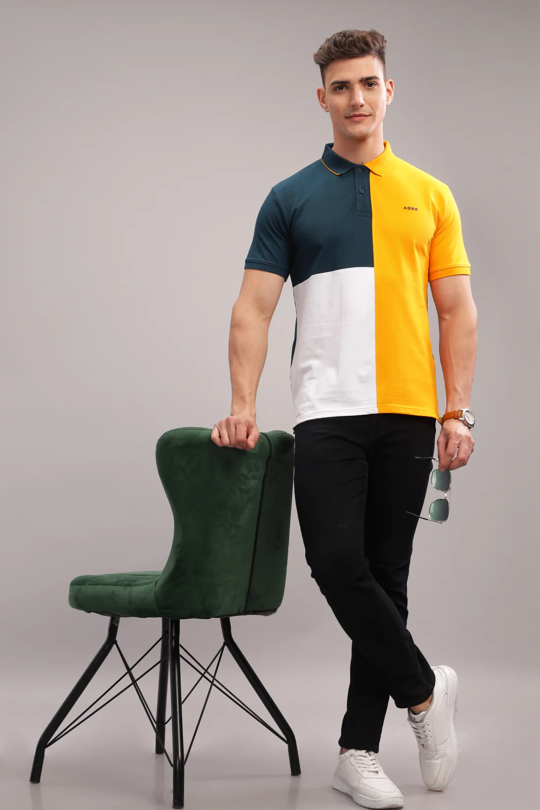 Men Mustard Regular Fit Polo T-Shirt - Image 4