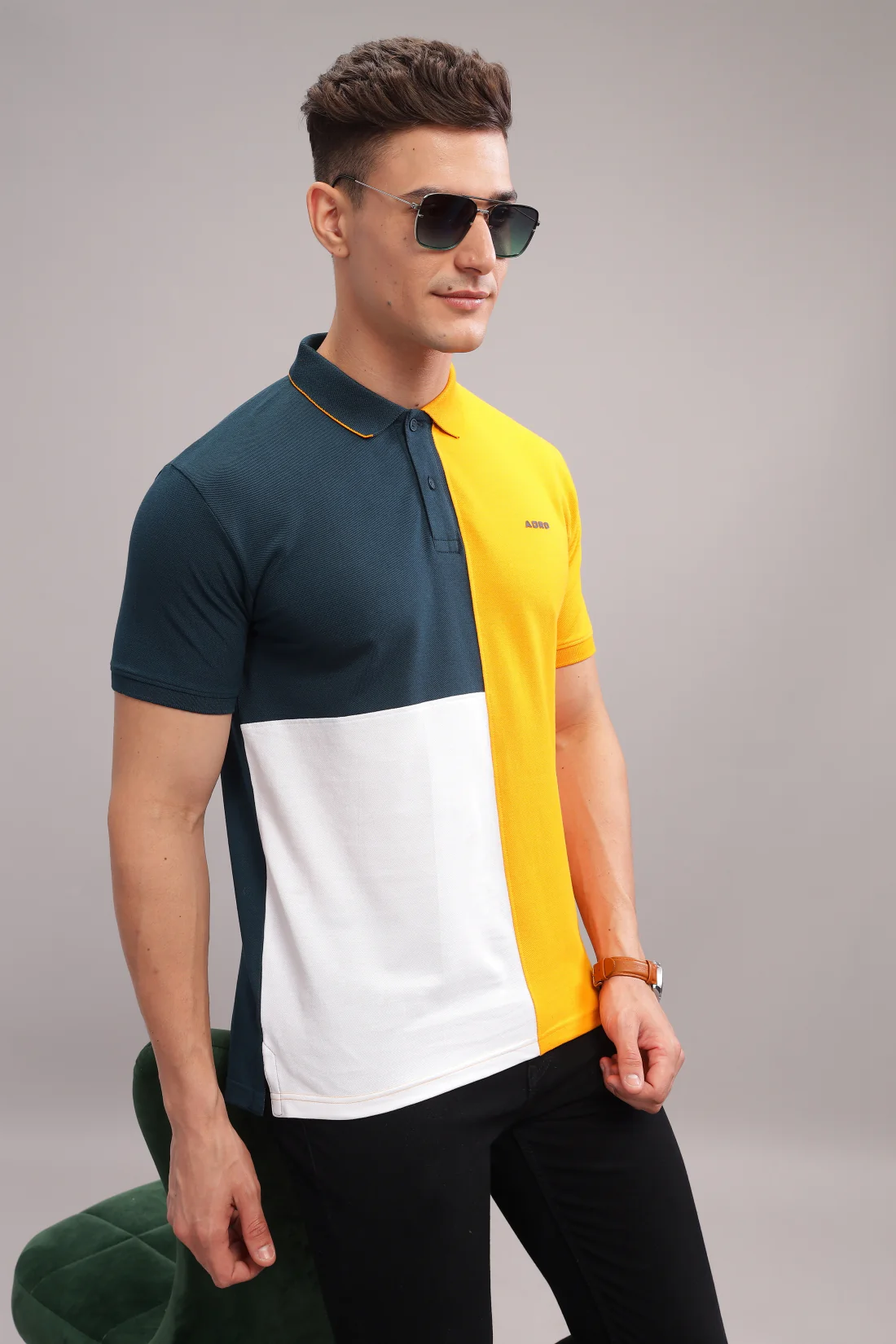 Men Mustard Regular Fit Polo T-Shirt - Image 5