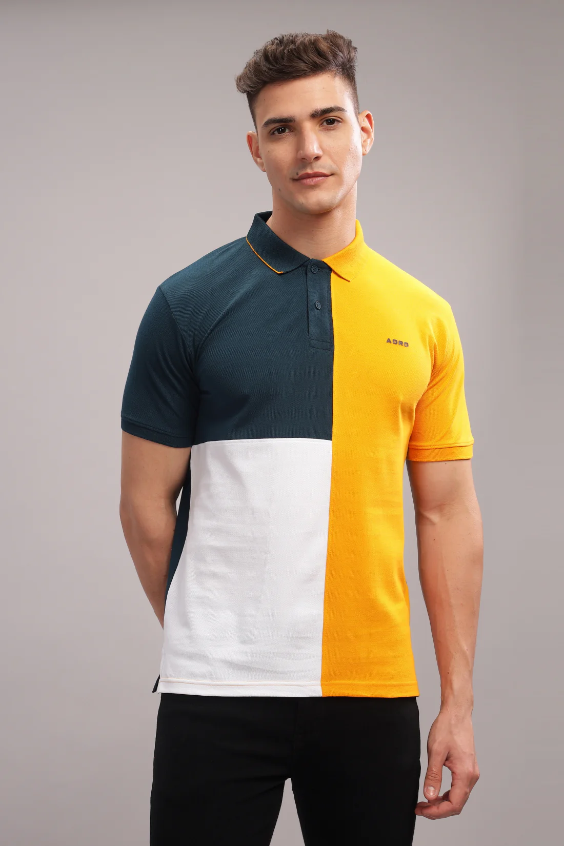 Men Mustard Regular Fit Polo T-Shirt - Image 6