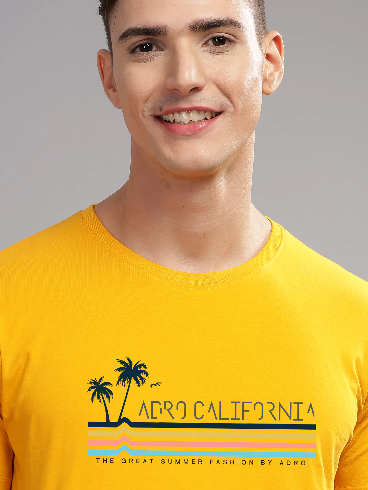 Men Mustard Round Neck T Shirt - Image 2