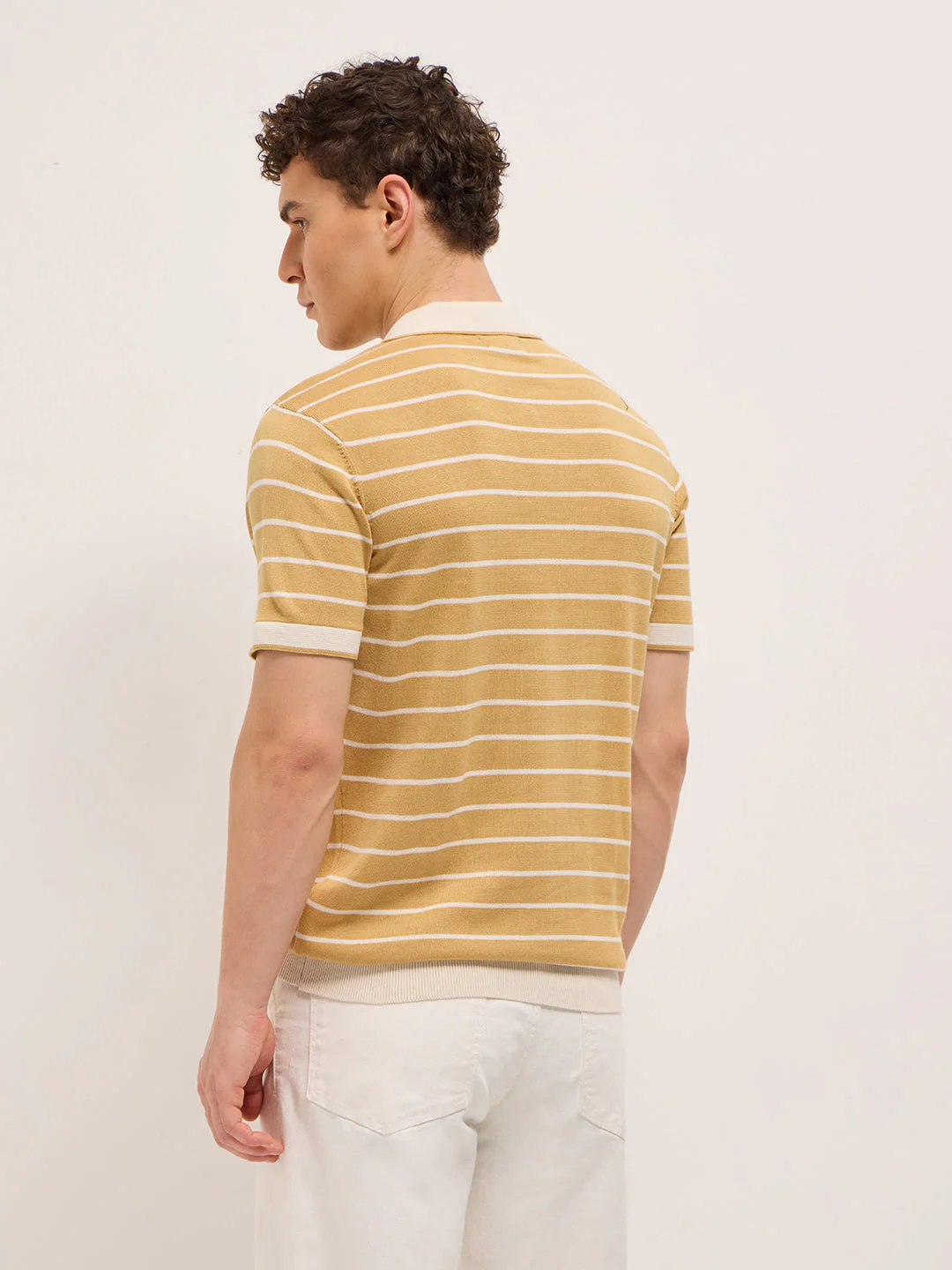 Men Mustard Slim Fit Polo - Image 2