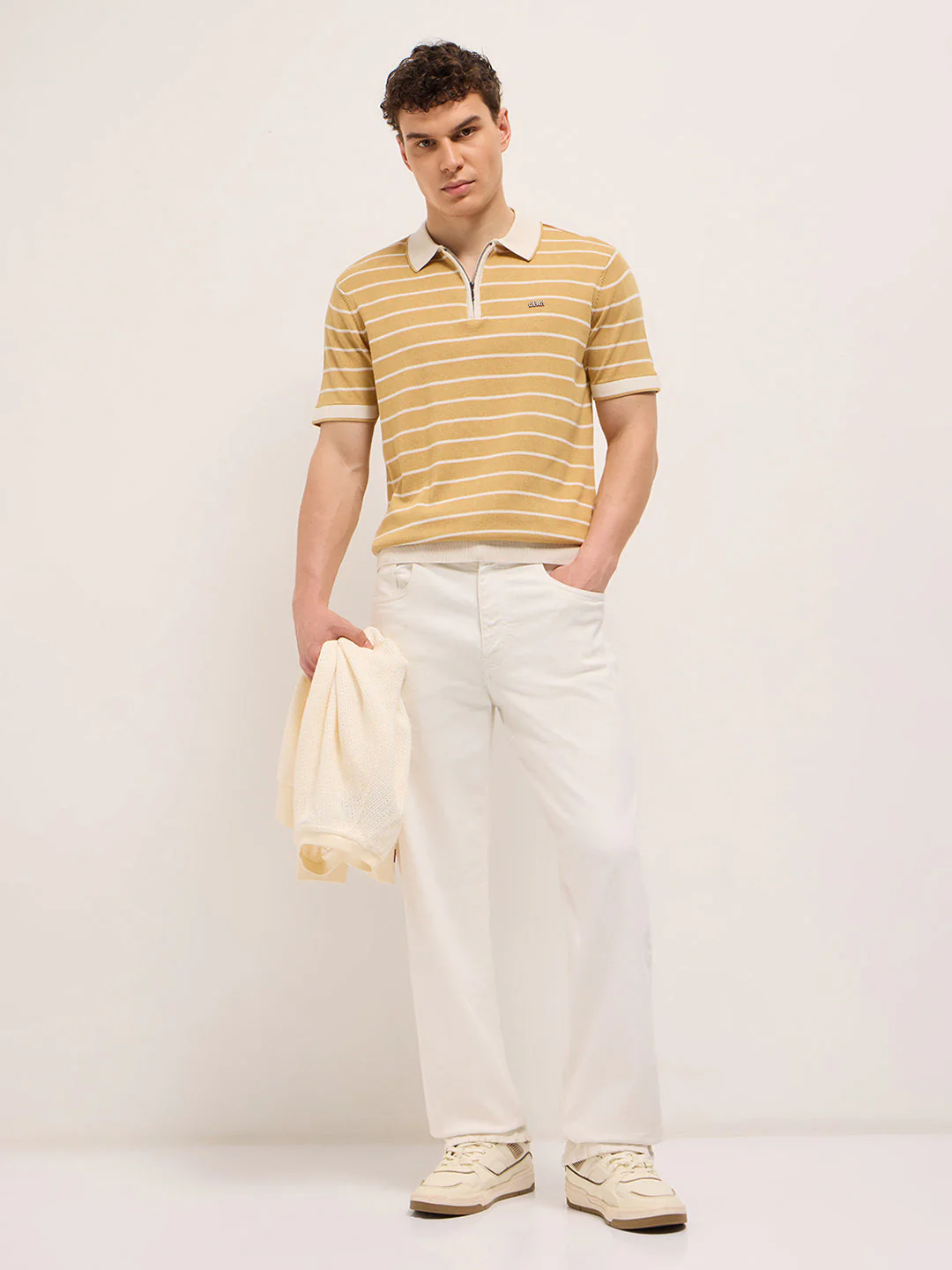 Men Mustard Slim Fit Polo - Image 4
