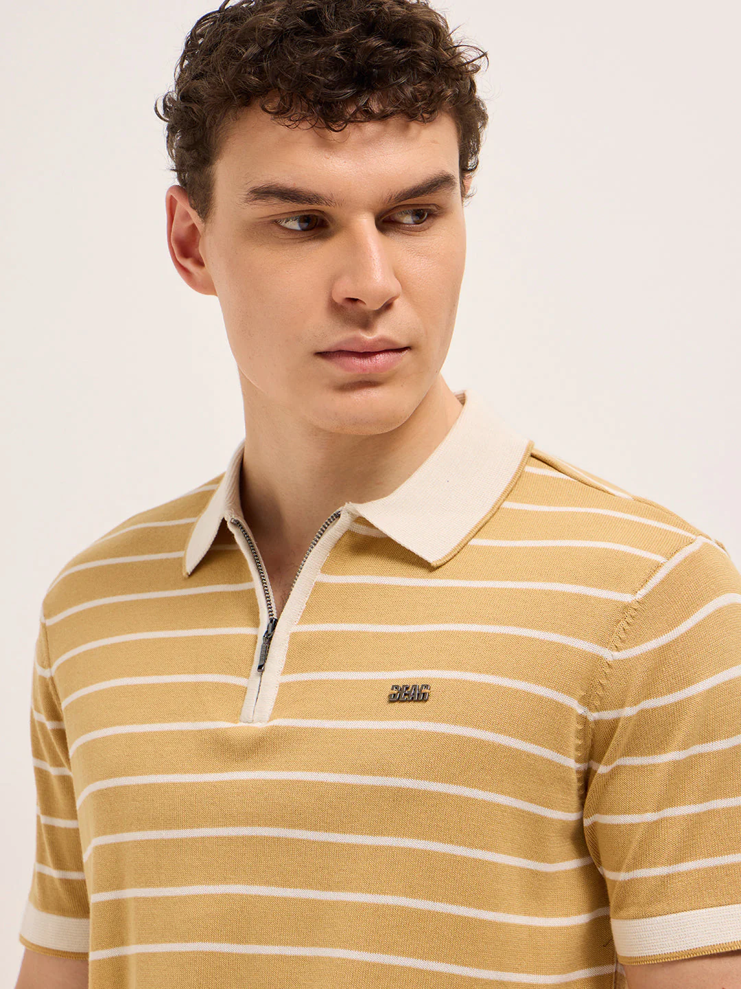 Men Mustard Slim Fit Polo - Image 5