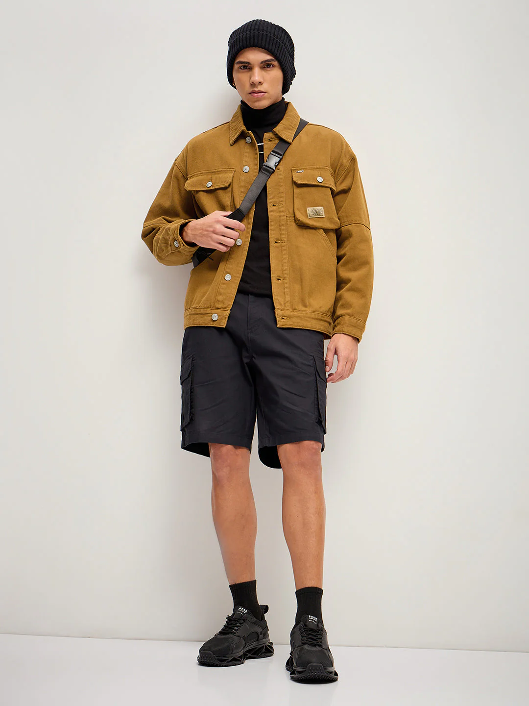 Men Mustard Solid Regular Fit Denim Jacket - Image 4
