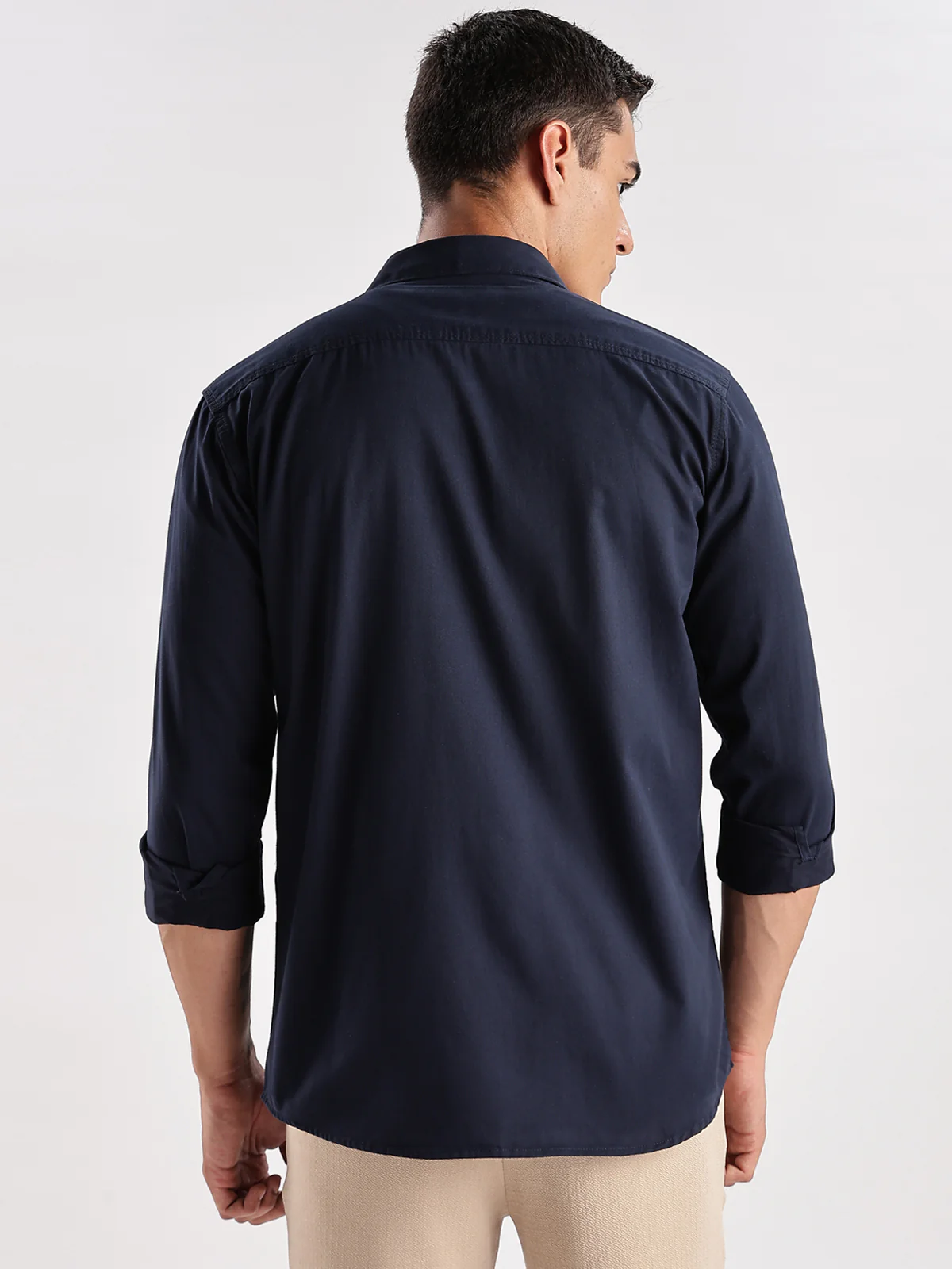 Men Navy Blue Cargo Shirt - Image 3