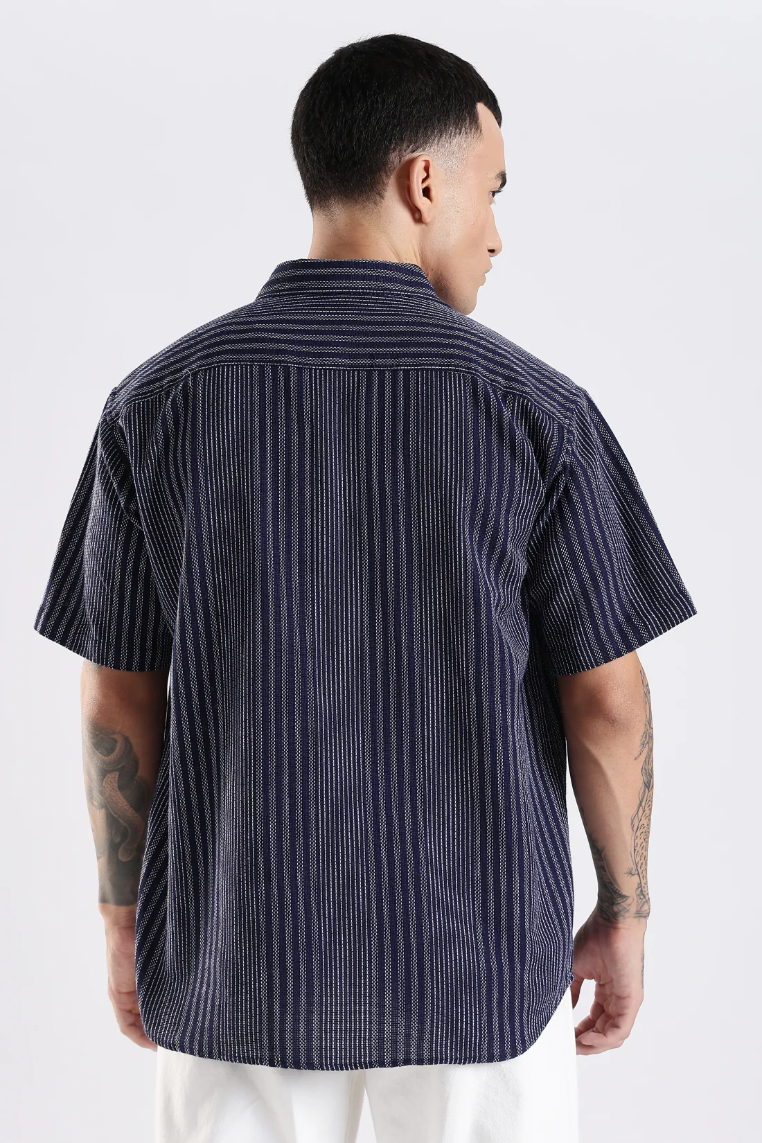 Men Navy Blue Casual Shirt - Image 3