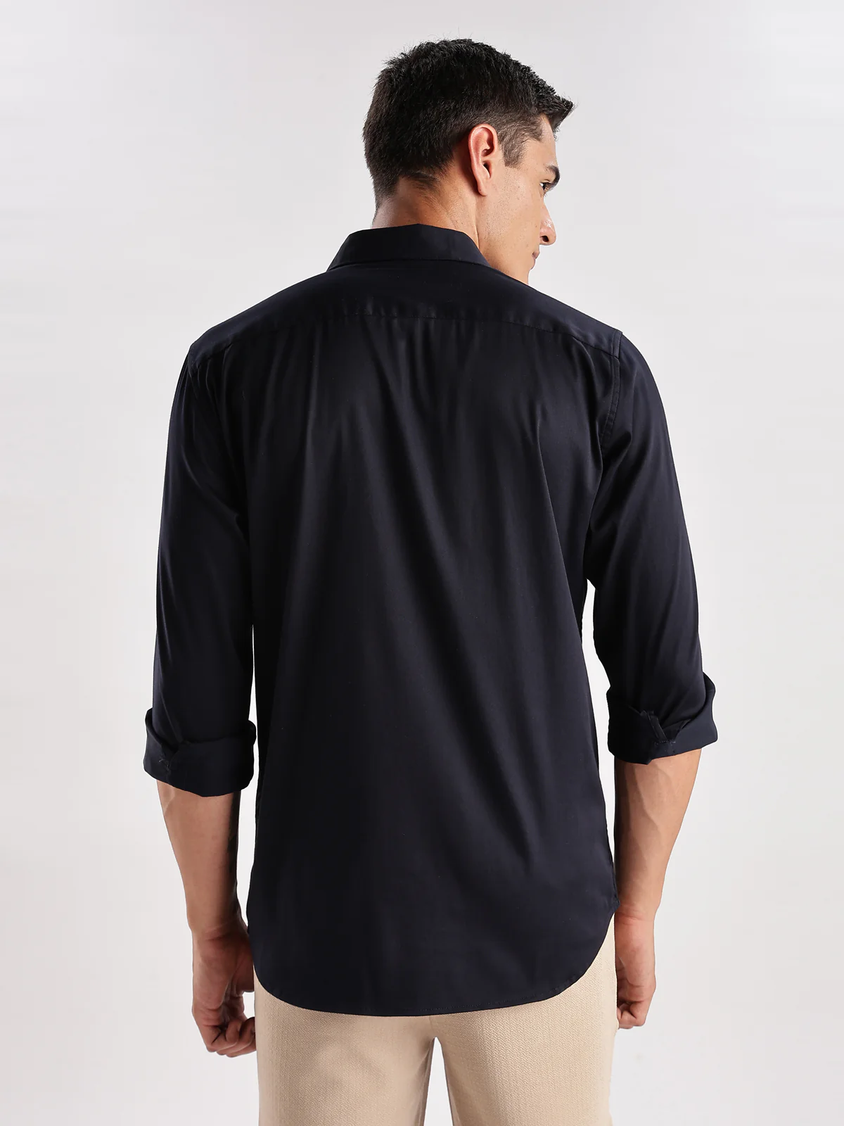 Men Navy Blue Casual Shirt - Image 3
