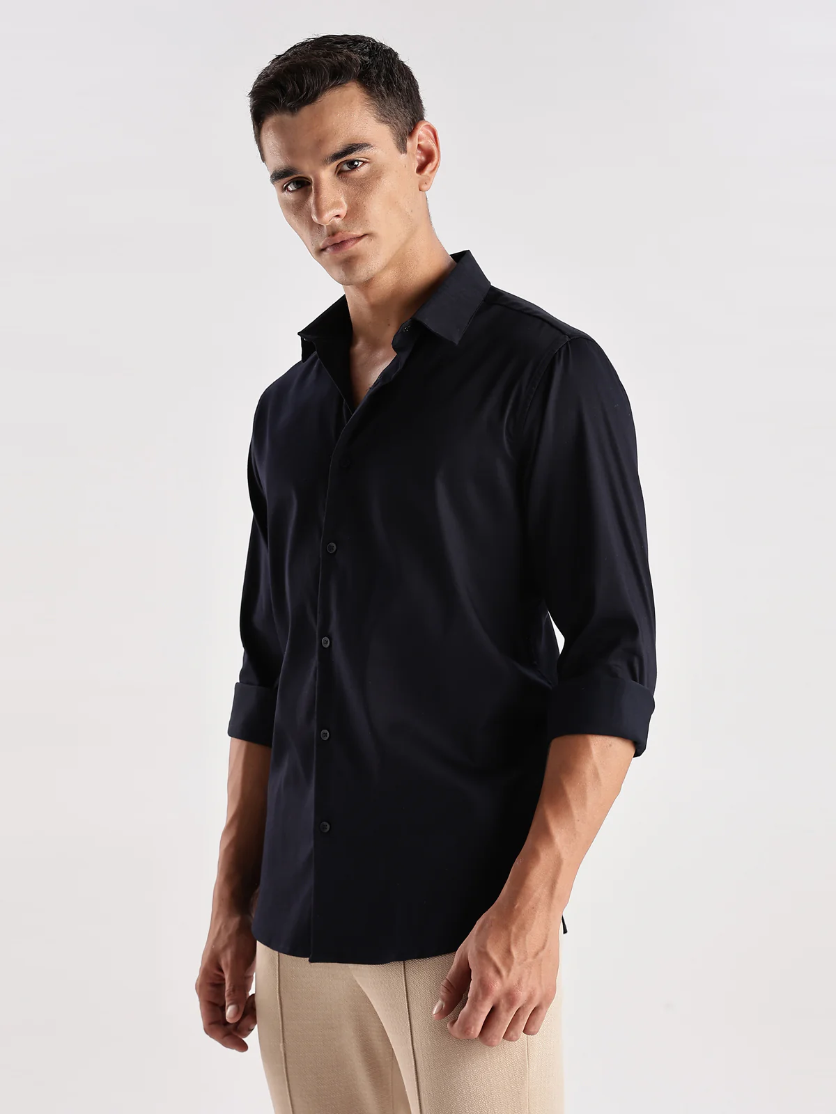 Men Navy Blue Casual Shirt - Image 4