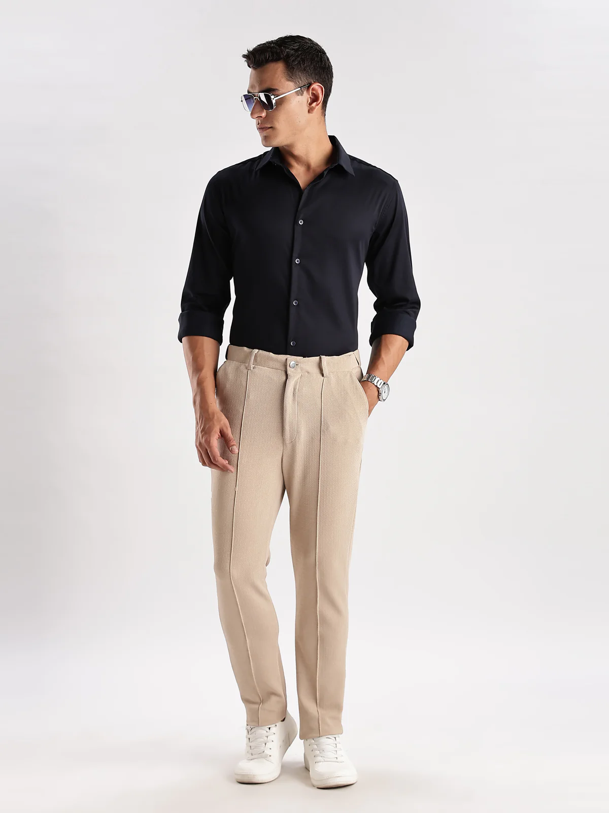 Men Navy Blue Casual Shirt - Image 5