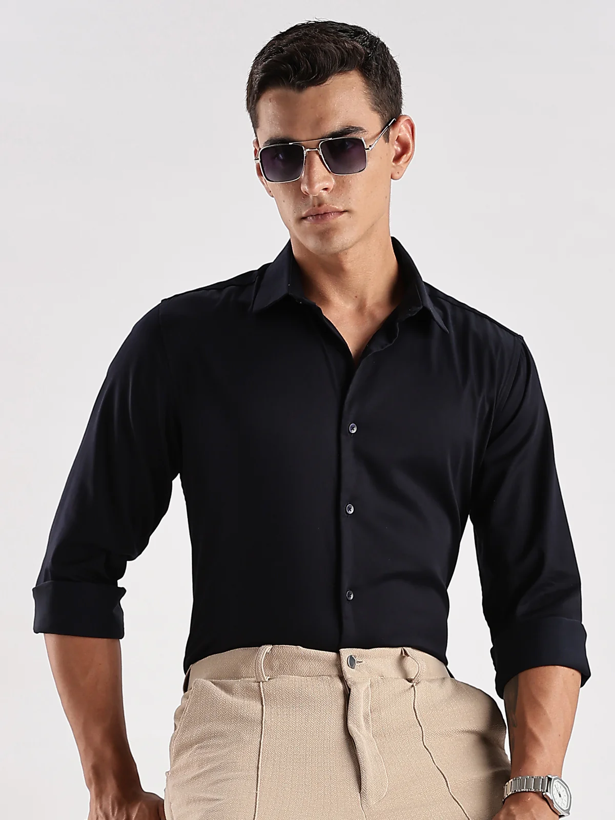 Men Navy Blue Casual Shirt - Image 6