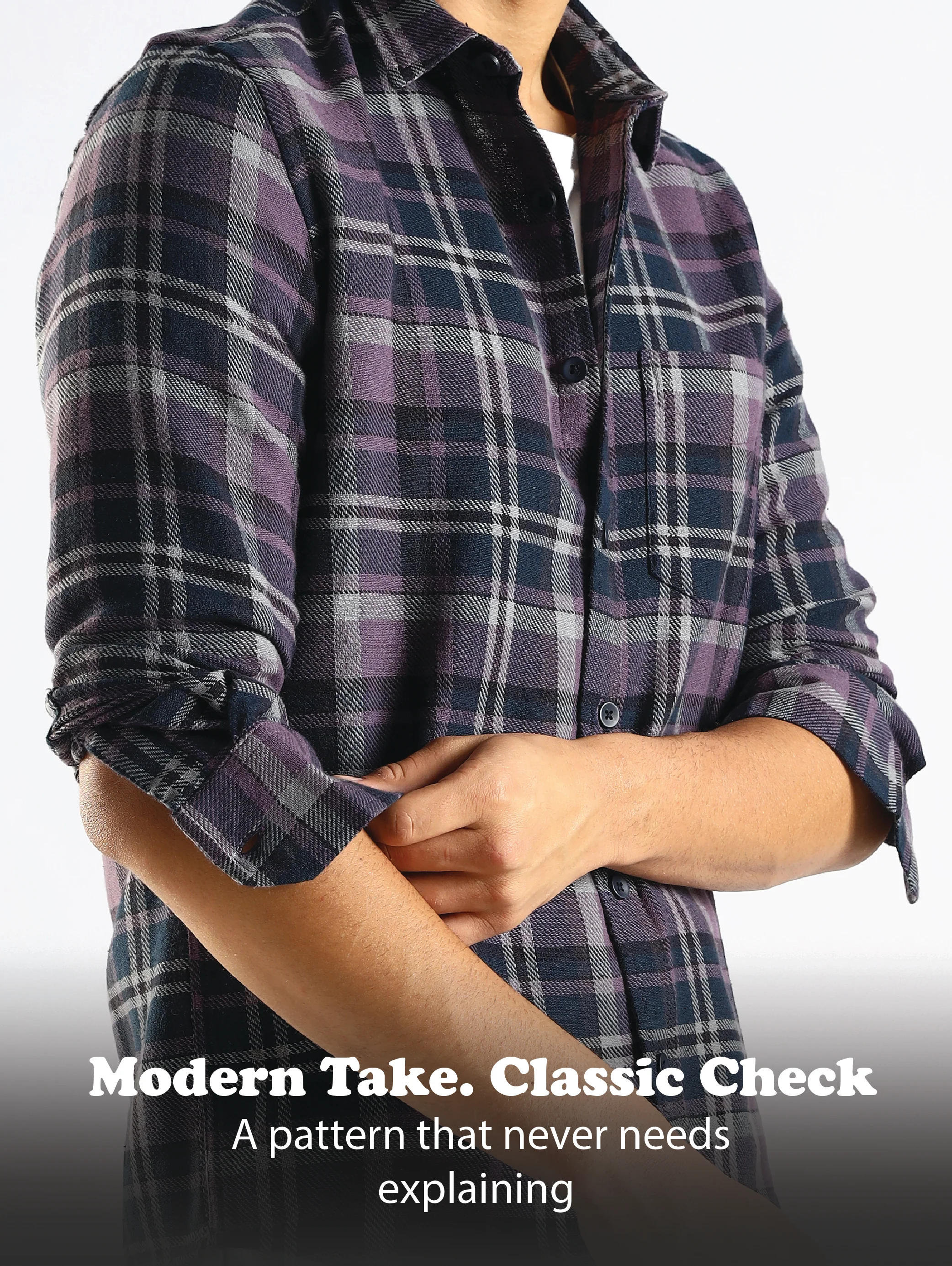 Men Navy Blue Cotton Blend Checked Shirt - Image 11