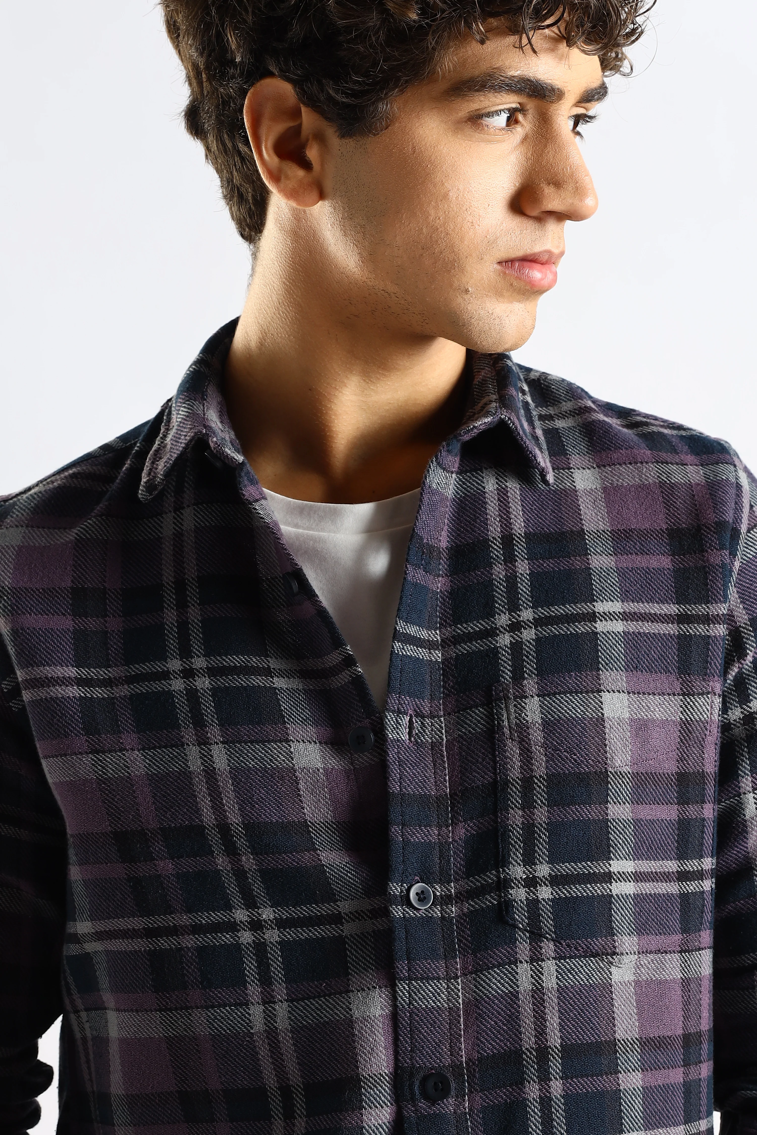 Men Navy Blue Cotton Blend Checked Shirt - Image 6