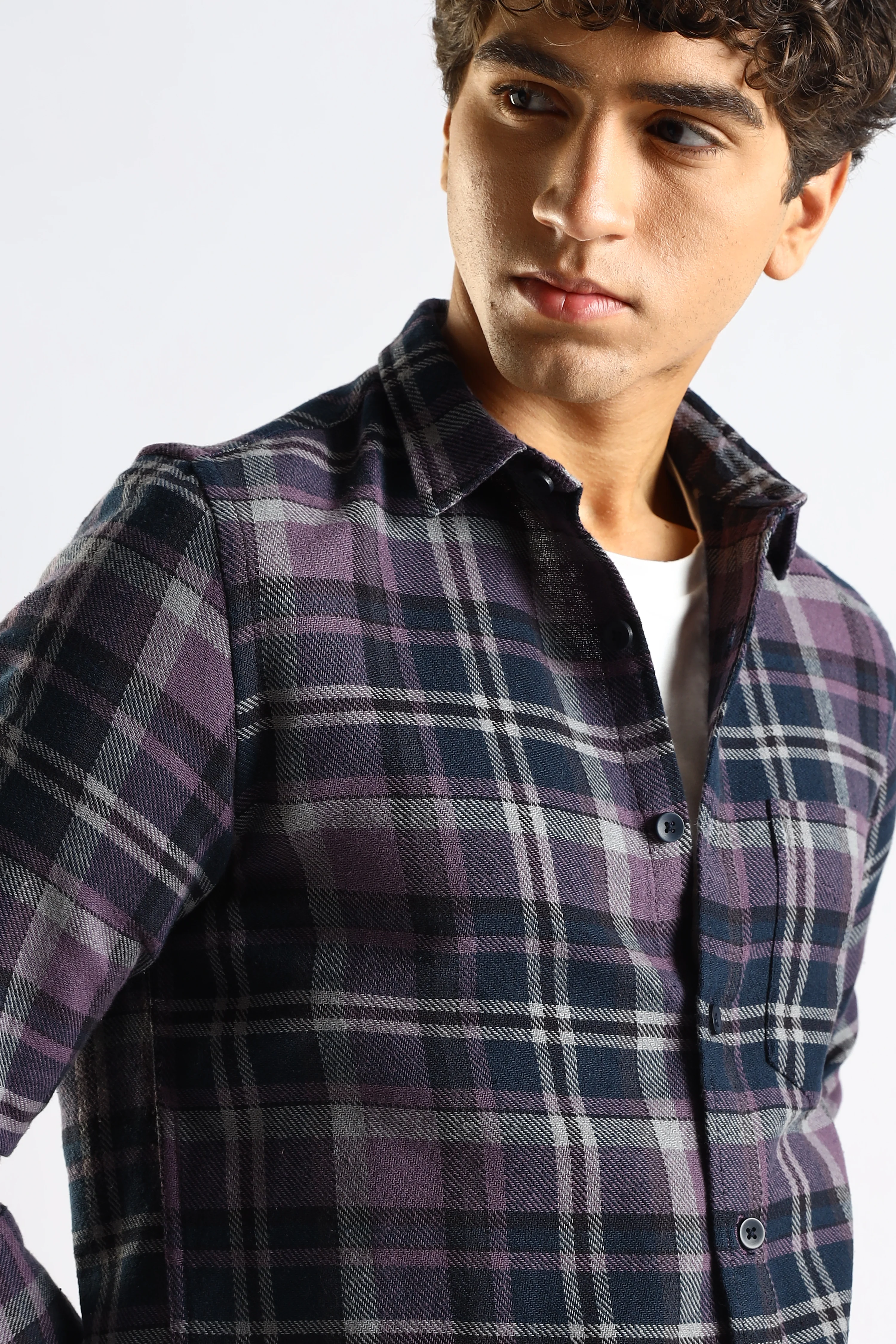 Men Navy Blue Cotton Blend Checked Shirt - Image 8