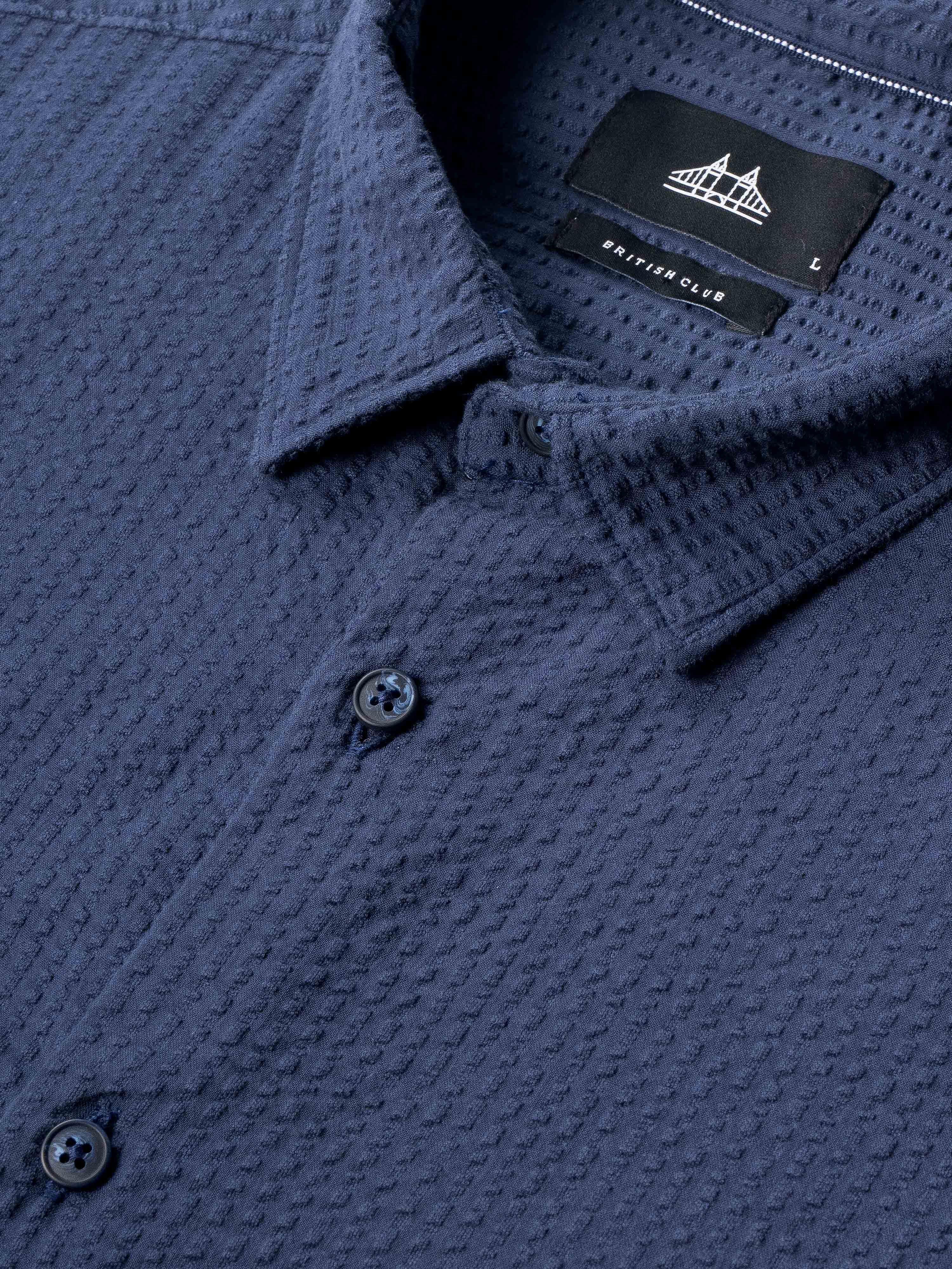 Men Navy Blue Cotton Shirt - Image 6