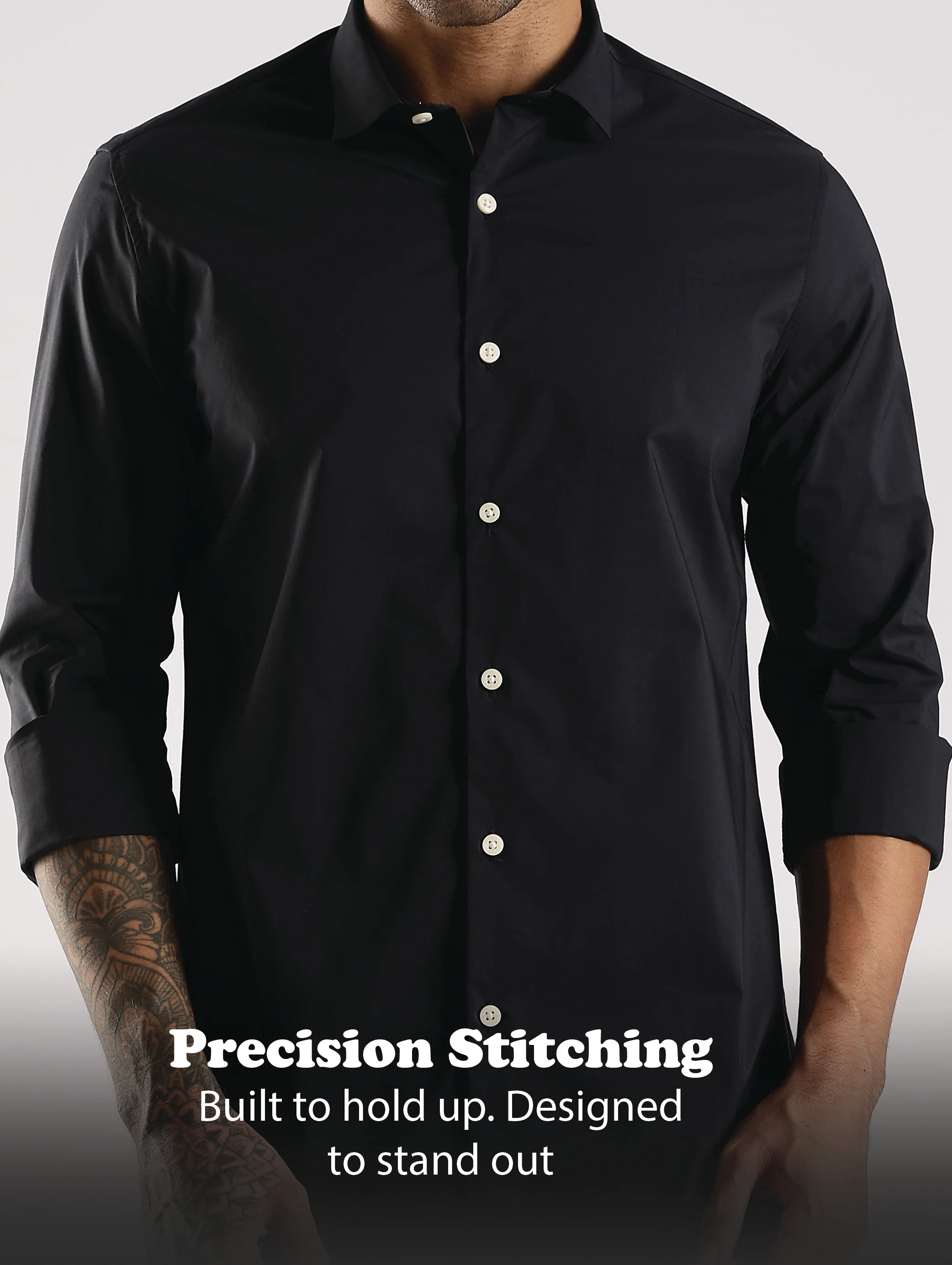 Men Navy Blue Cotton Slim Fit Shirt - Image 10