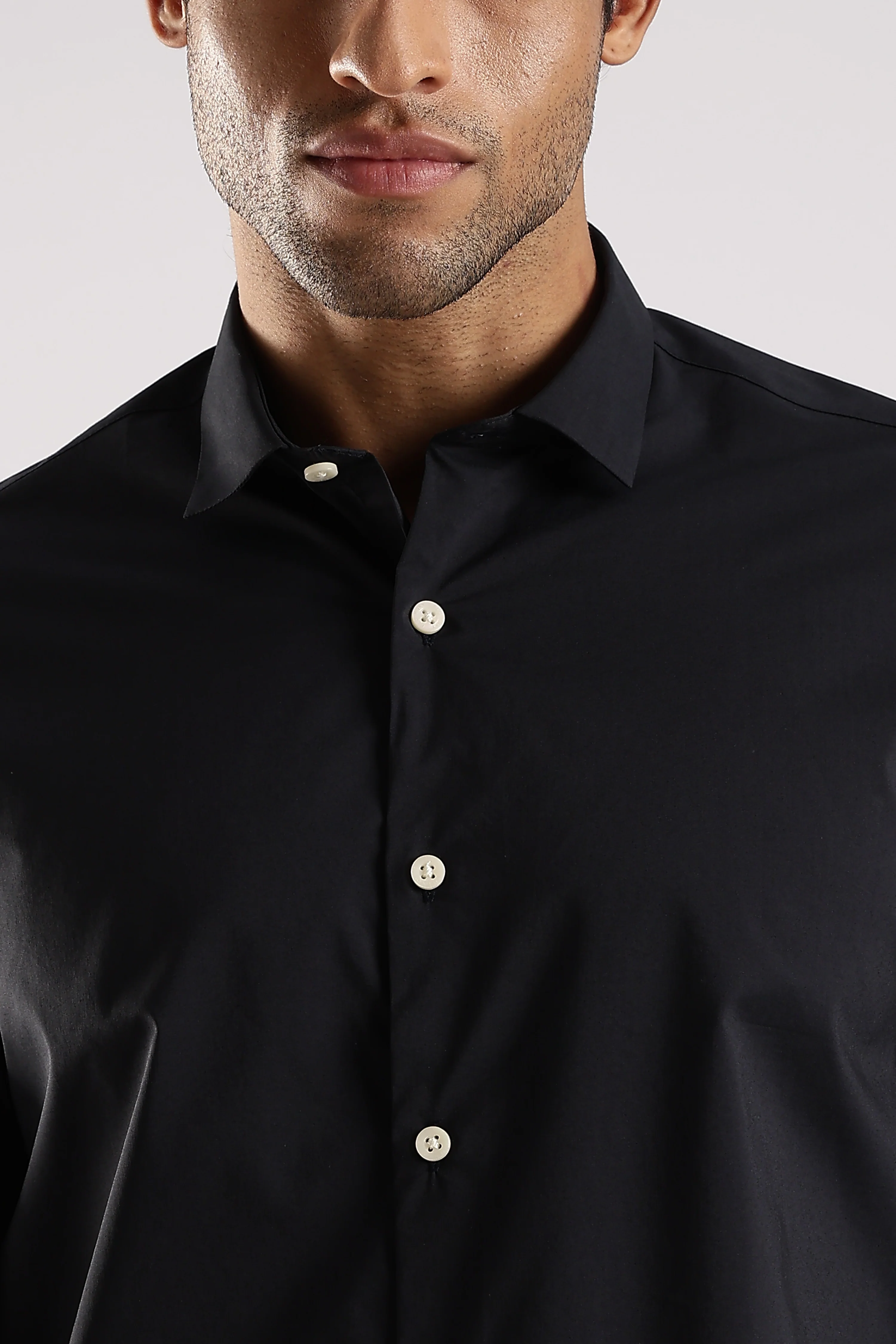 Men Navy Blue Cotton Slim Fit Shirt - Image 5