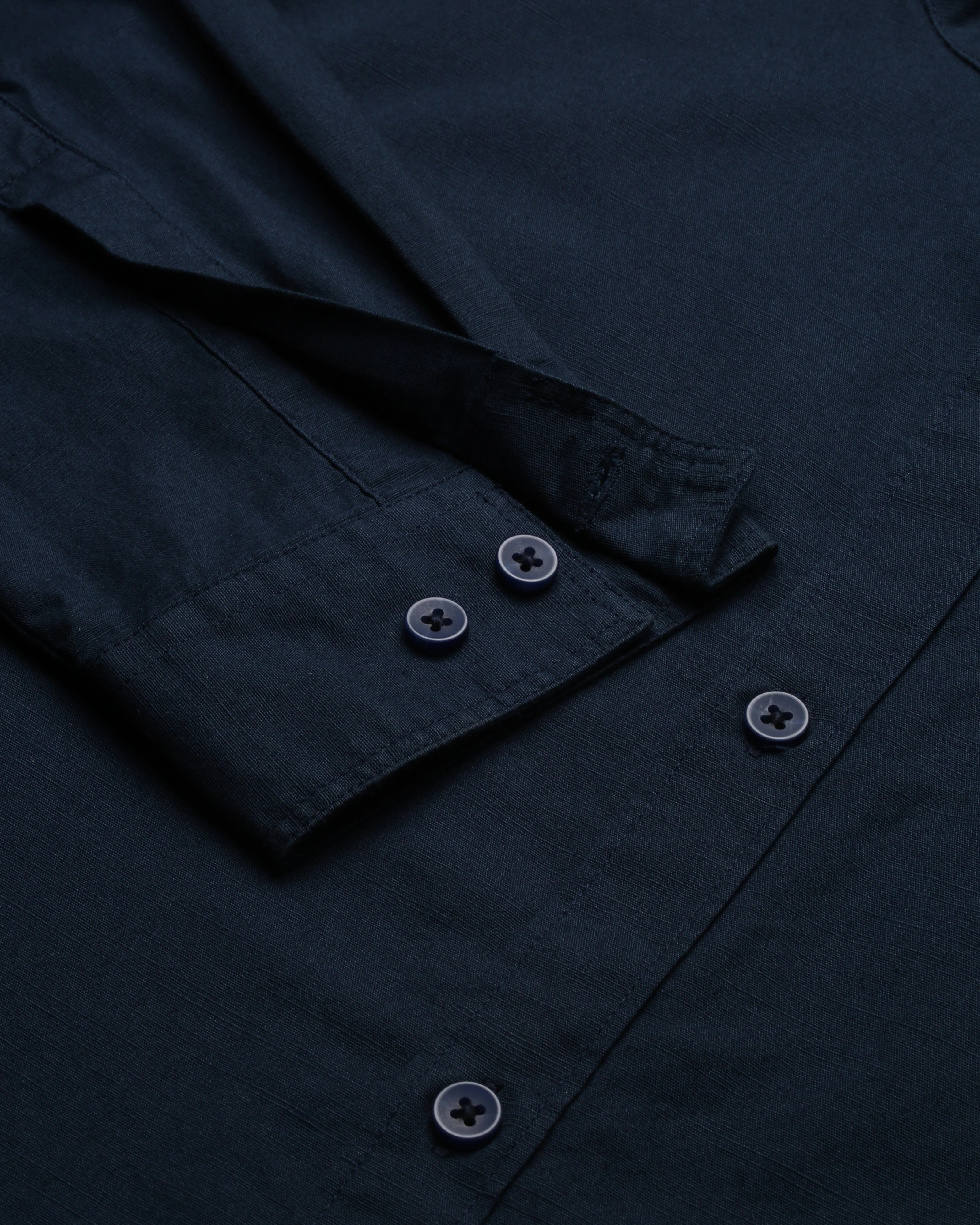 Men Navy Blue Cotton Slim Shirt - Image 4