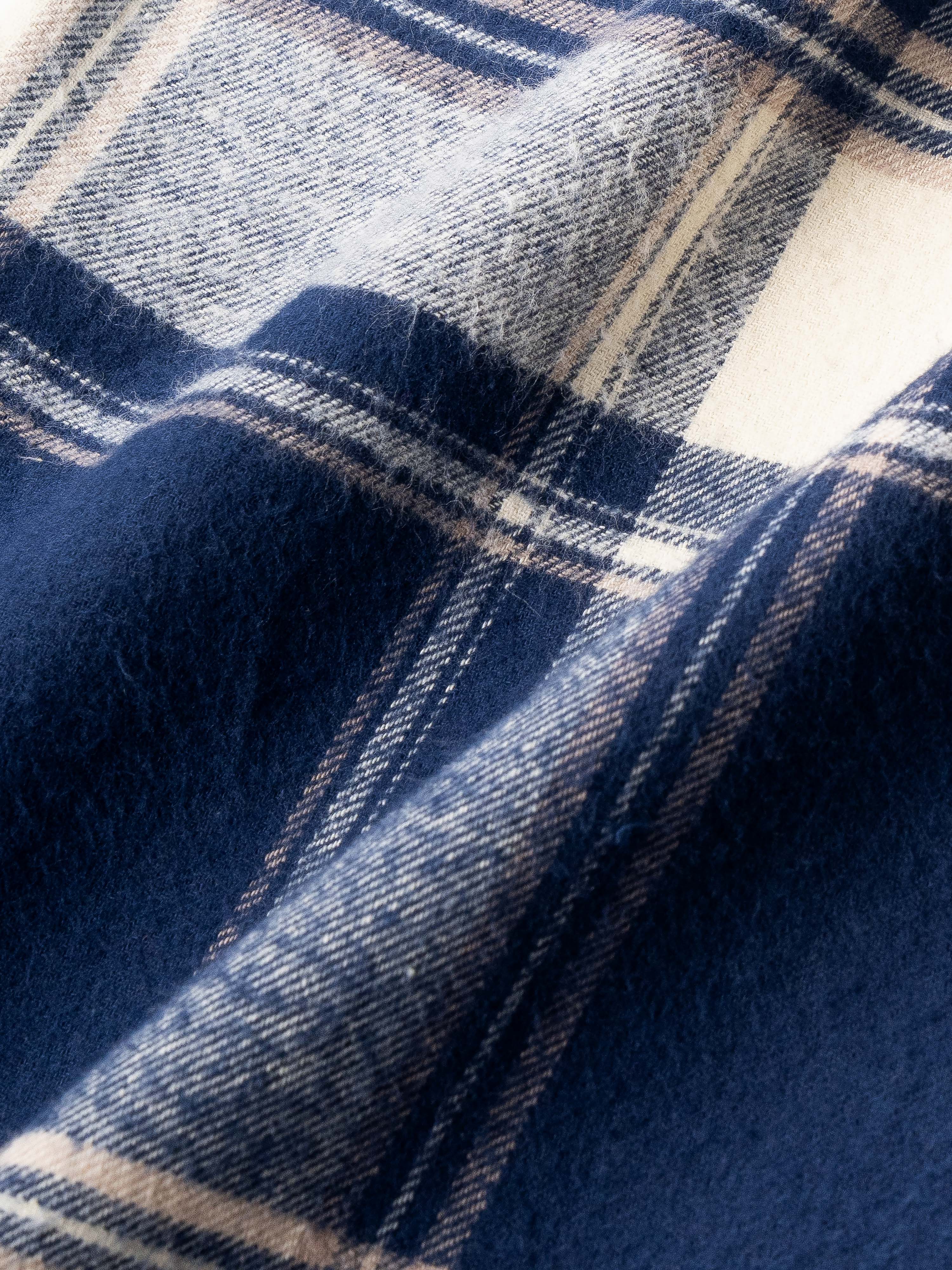 Men Navy Blue Flannel Checked Shirt - Image 7
