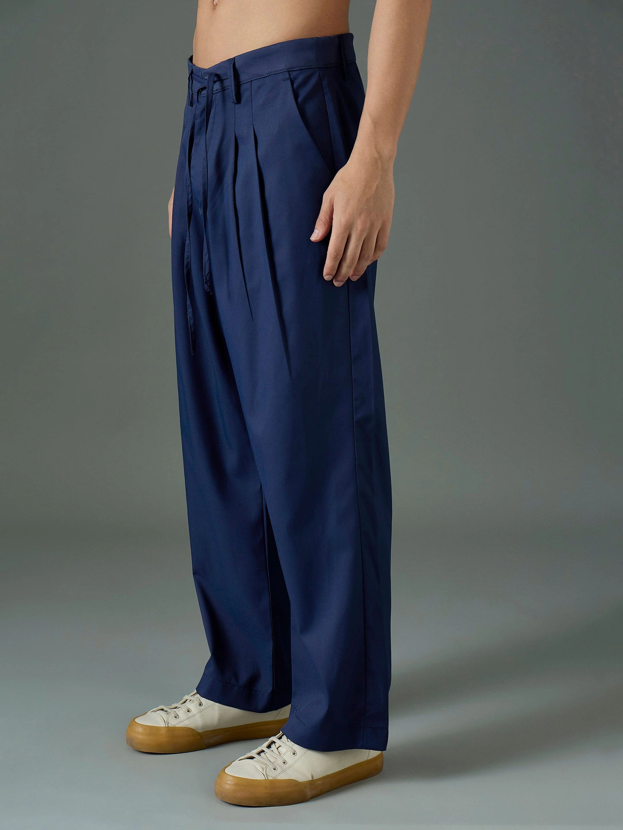 Men Navy Blue Front Dori Relax Fit Korean Trouser - Image 4