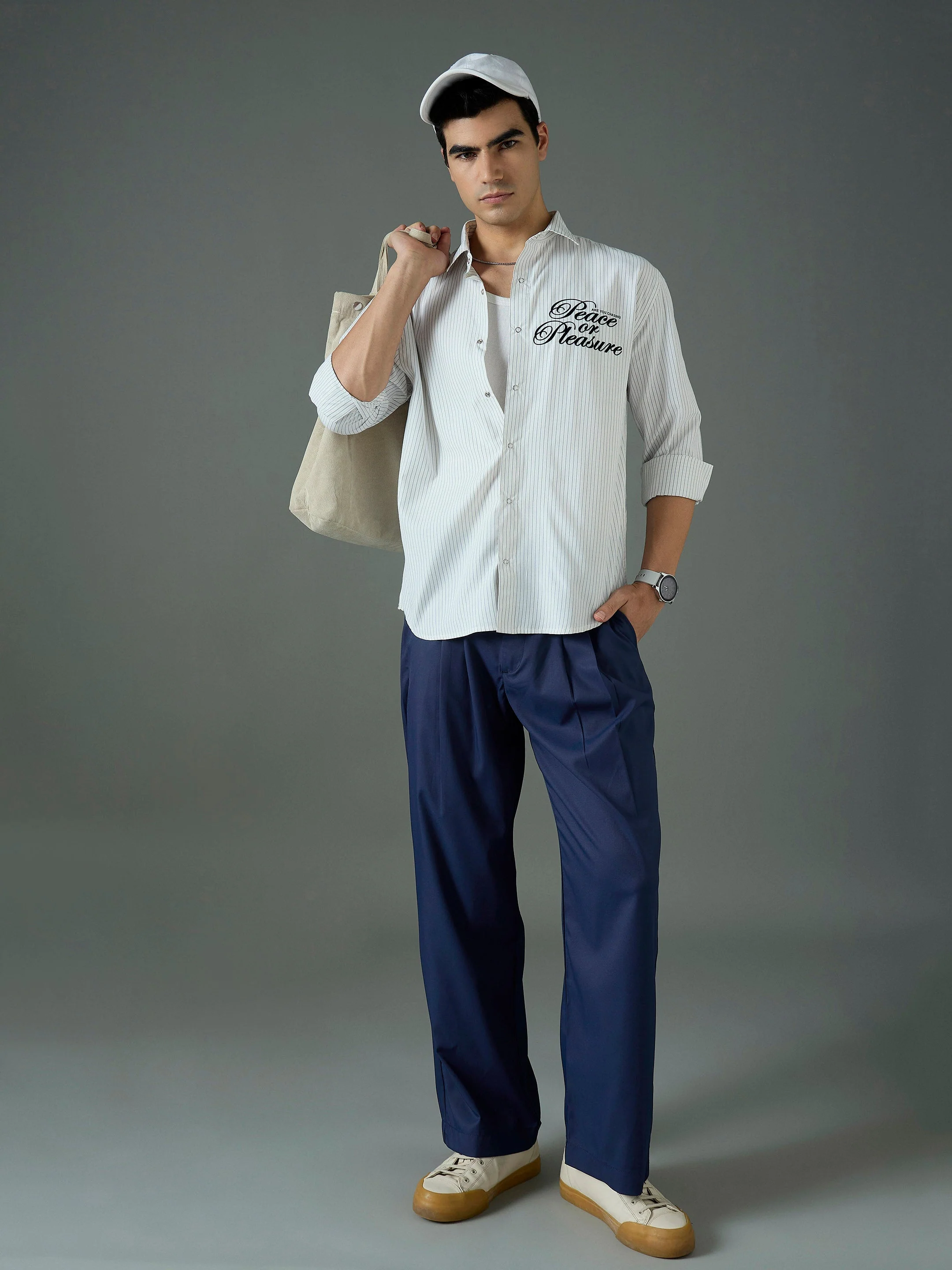 Men Navy Blue Front Dori Relax Fit Korean Trouser - Image 5