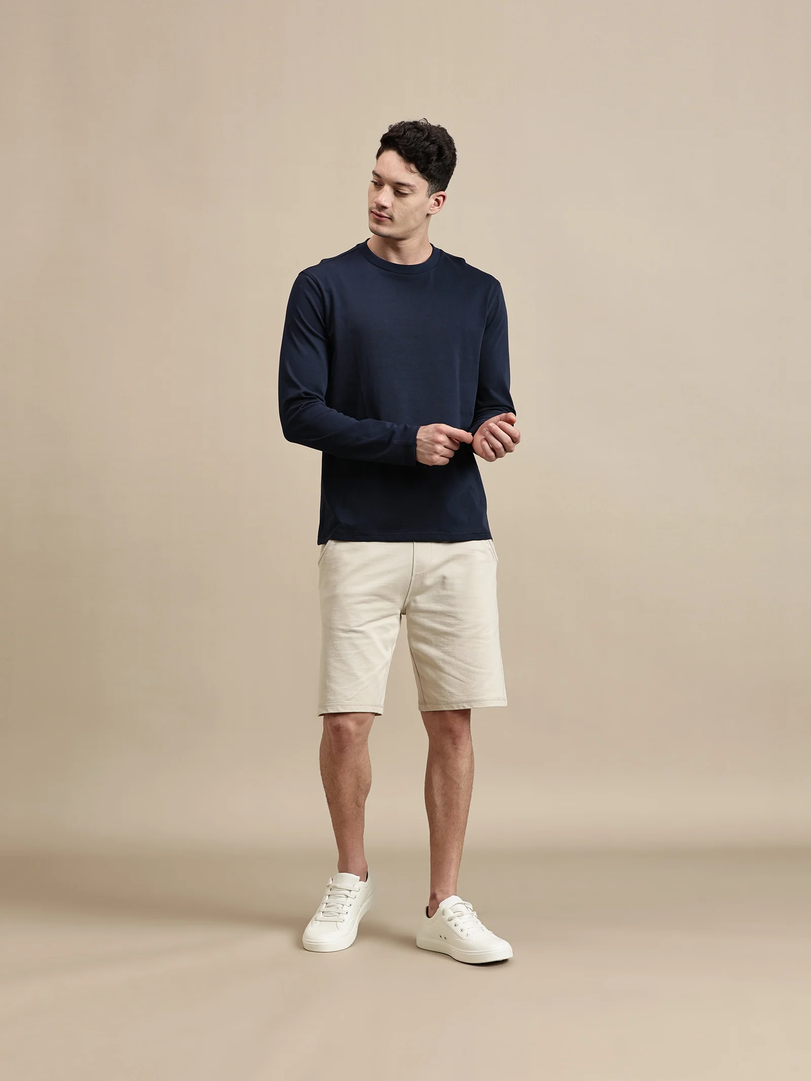 Men Navy Blue Full Sleeve T-Shirt - Image 2