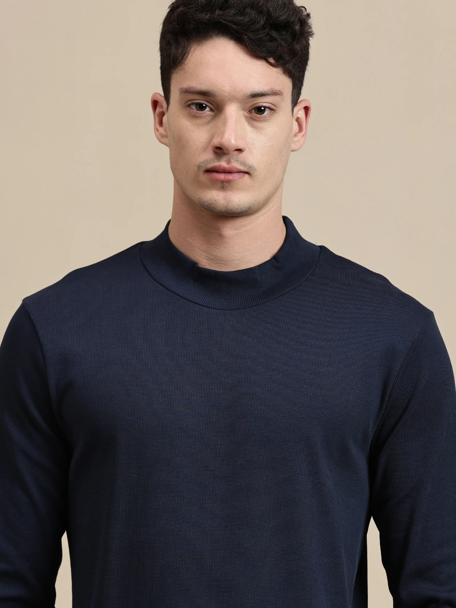 Men Navy Blue Full Sleeve T-Shirt - Image 4