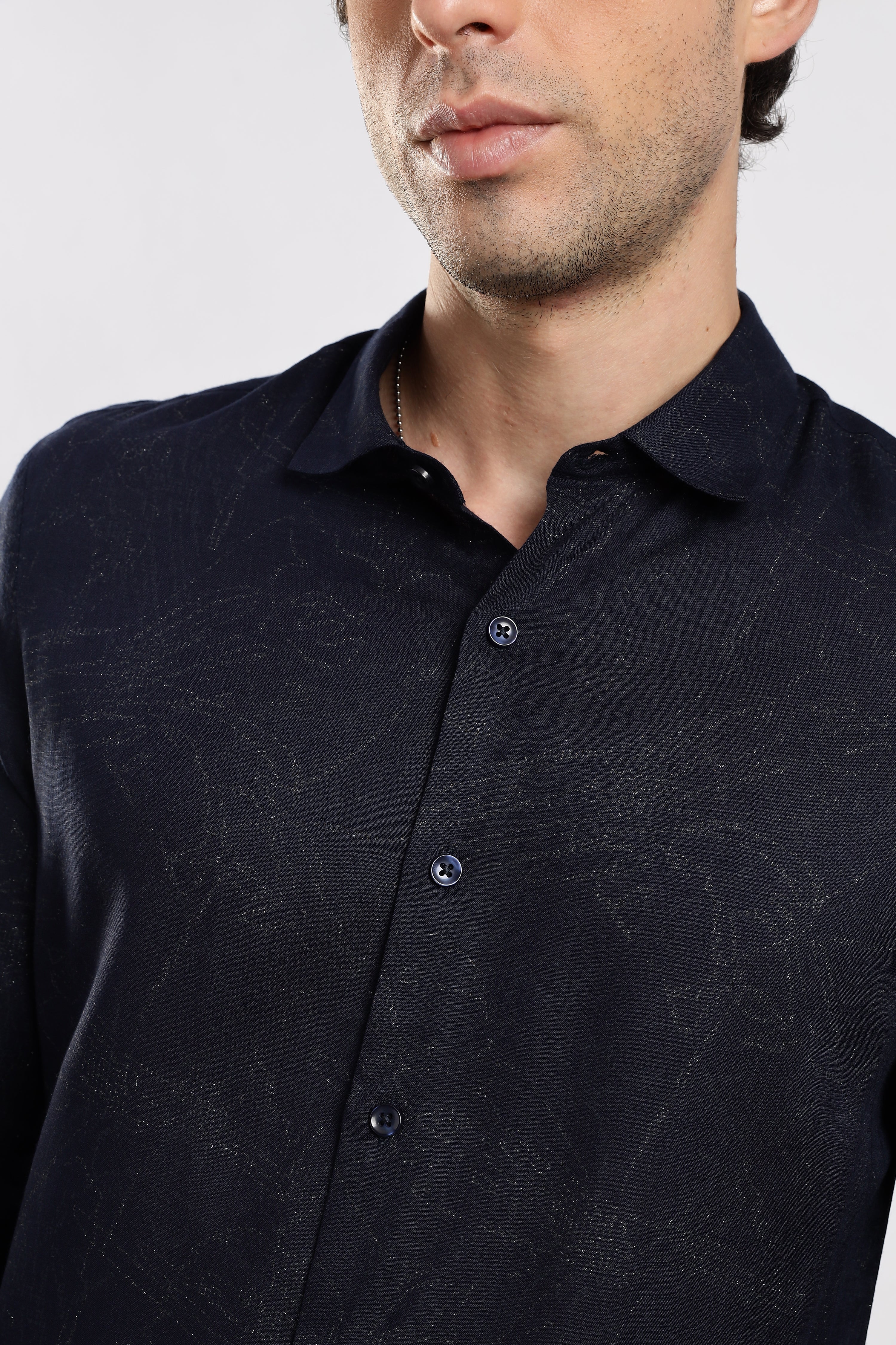 Men Navy Blue Glitter print festive wear - Image 10
