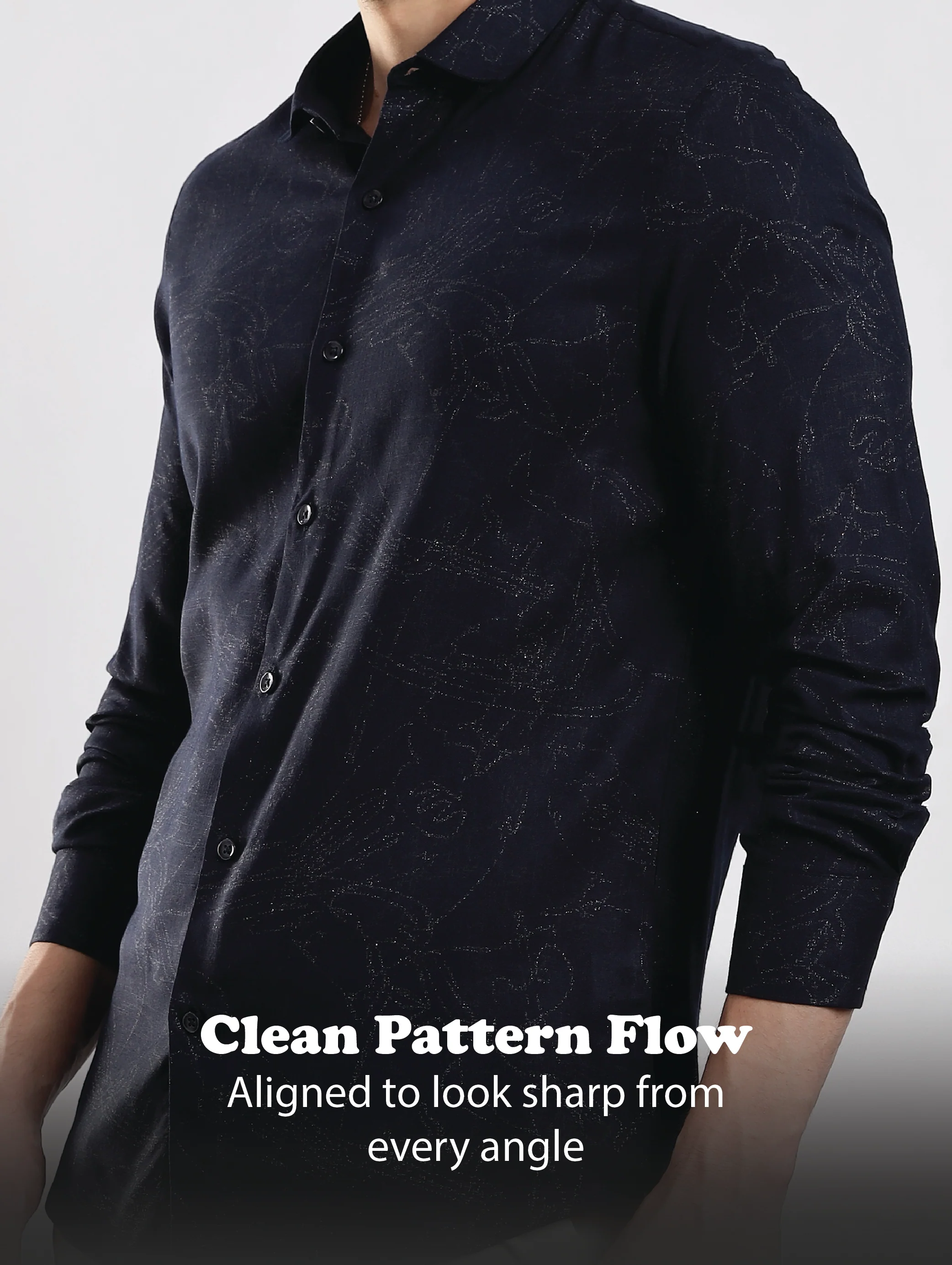 Men Navy Blue Glitter print festive wear - Image 4