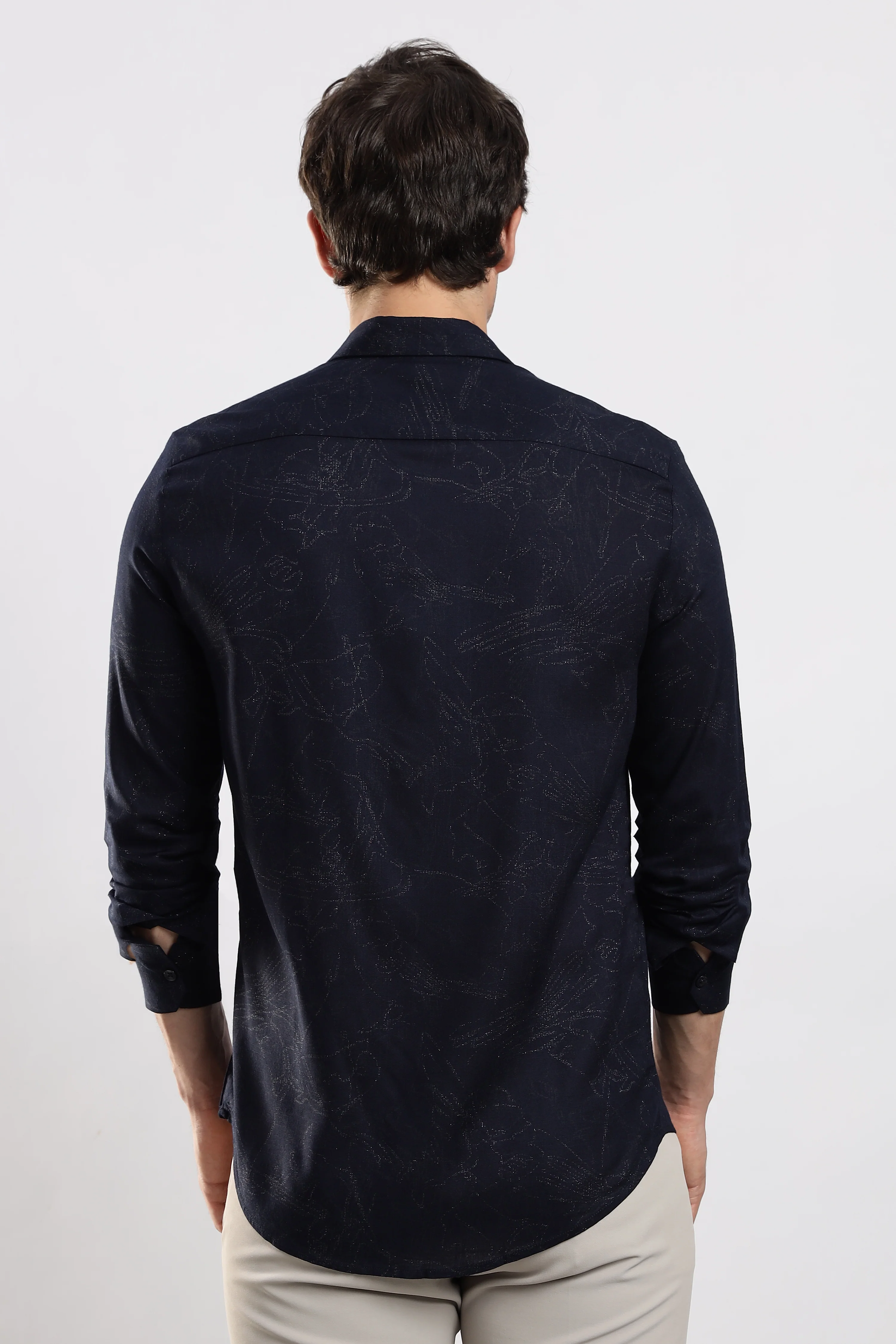 Men Navy Blue Glitter print festive wear - Image 7