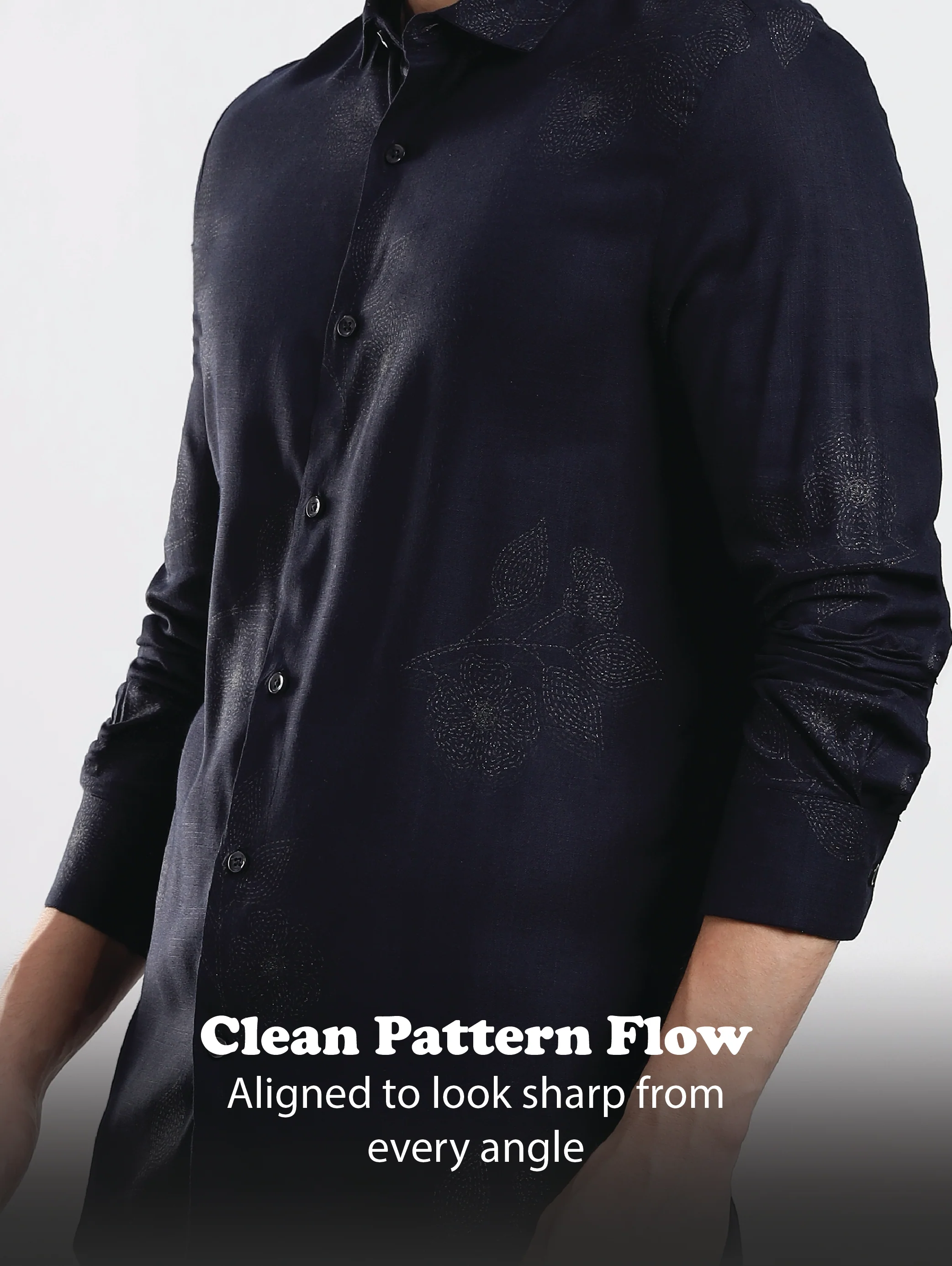 Men Navy Blue Glitter print festive wear - Image 12