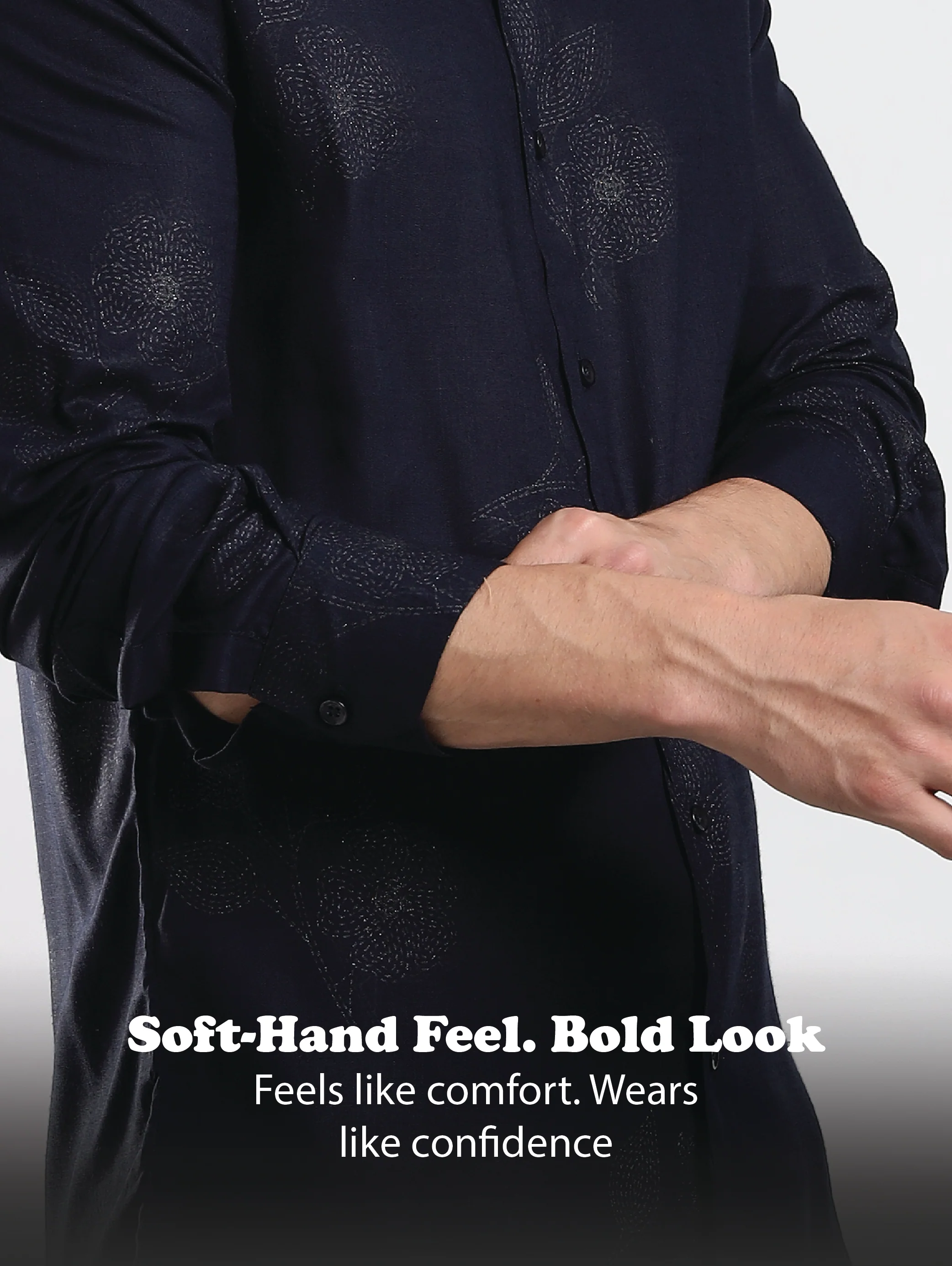 Men Navy Blue Glitter print festive wear - Image 13
