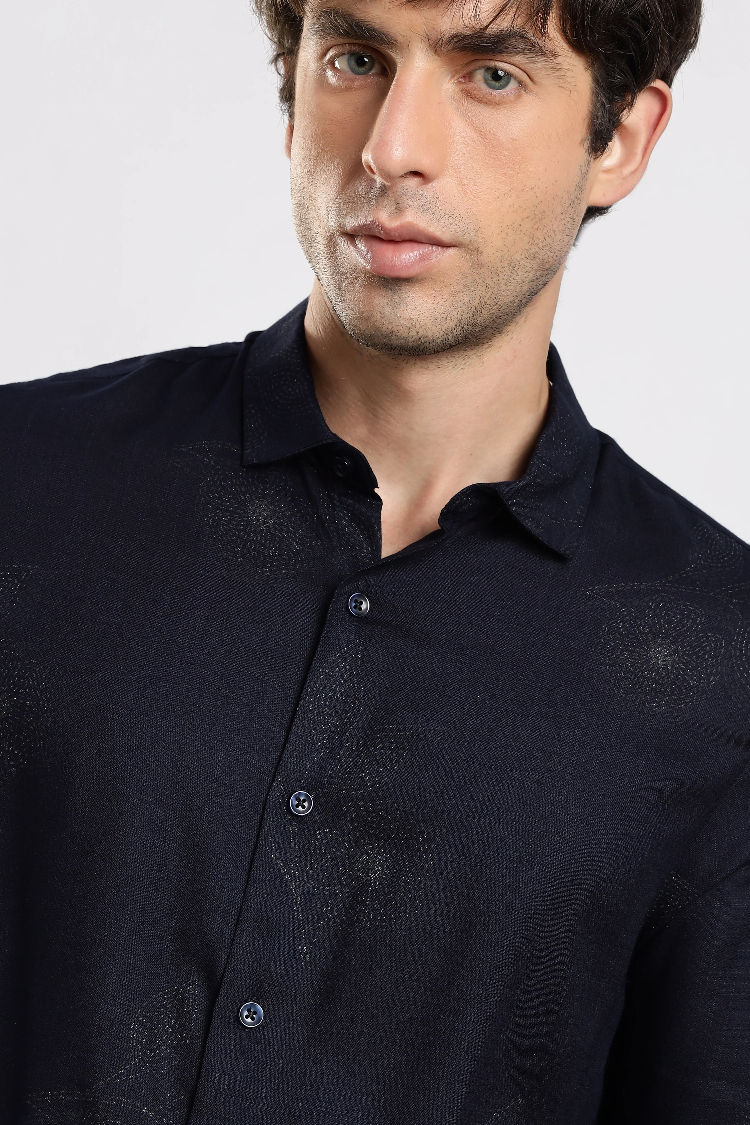 Men Navy Blue Glitter print festive wear - Image 6