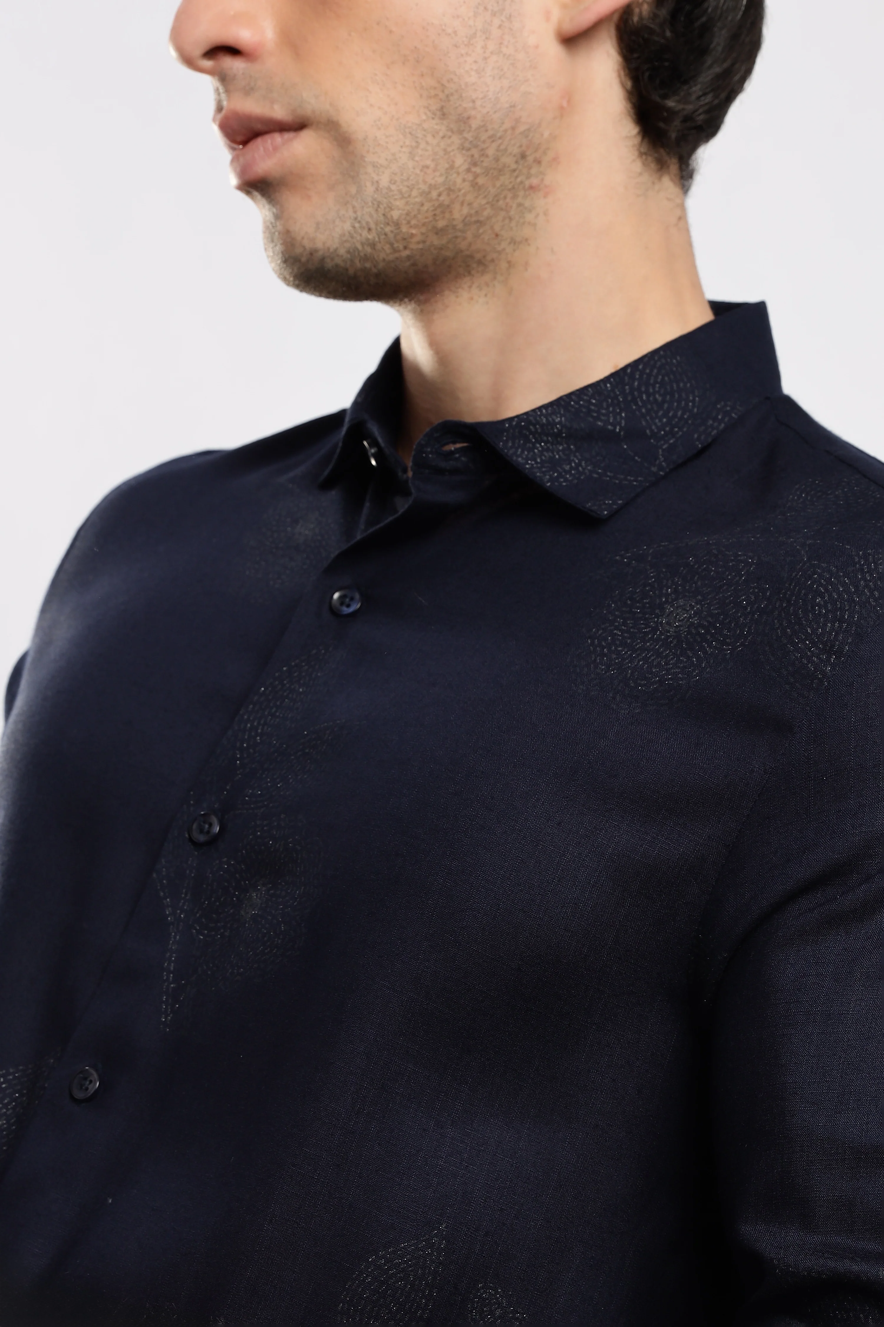 Men Navy Blue Glitter print festive wear - Image 8