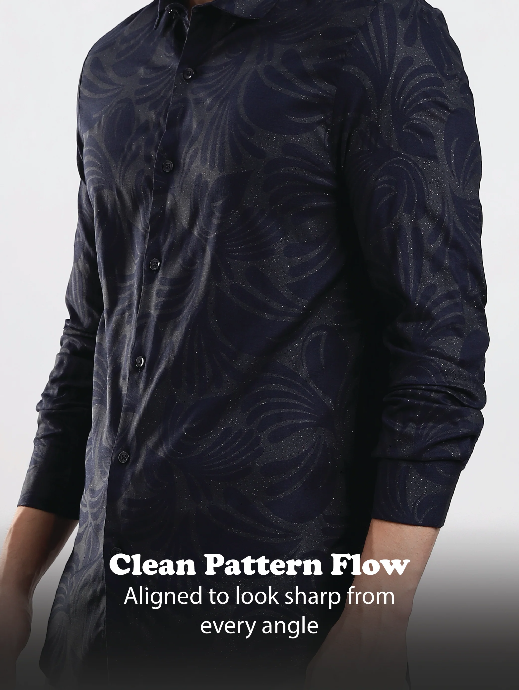 Men Navy Blue Glitter print festive wear - Image 12