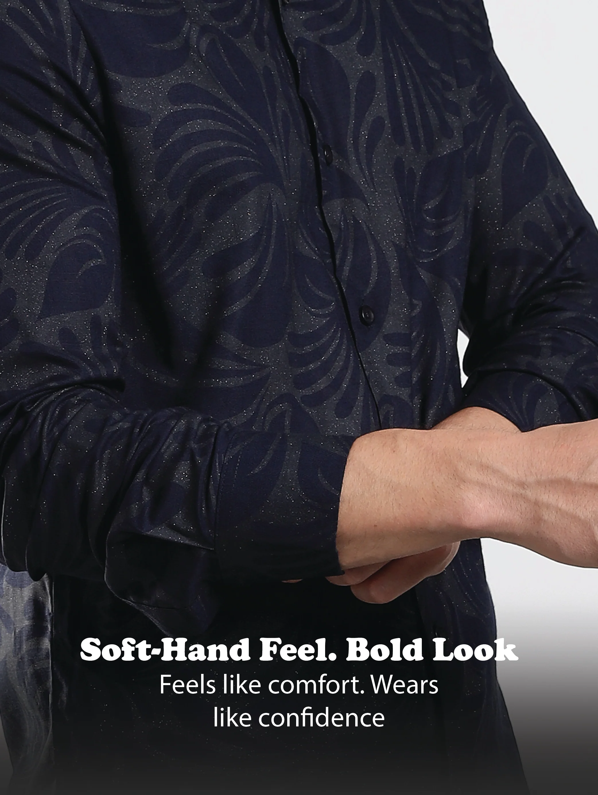 Men Navy Blue Glitter print festive wear - Image 13