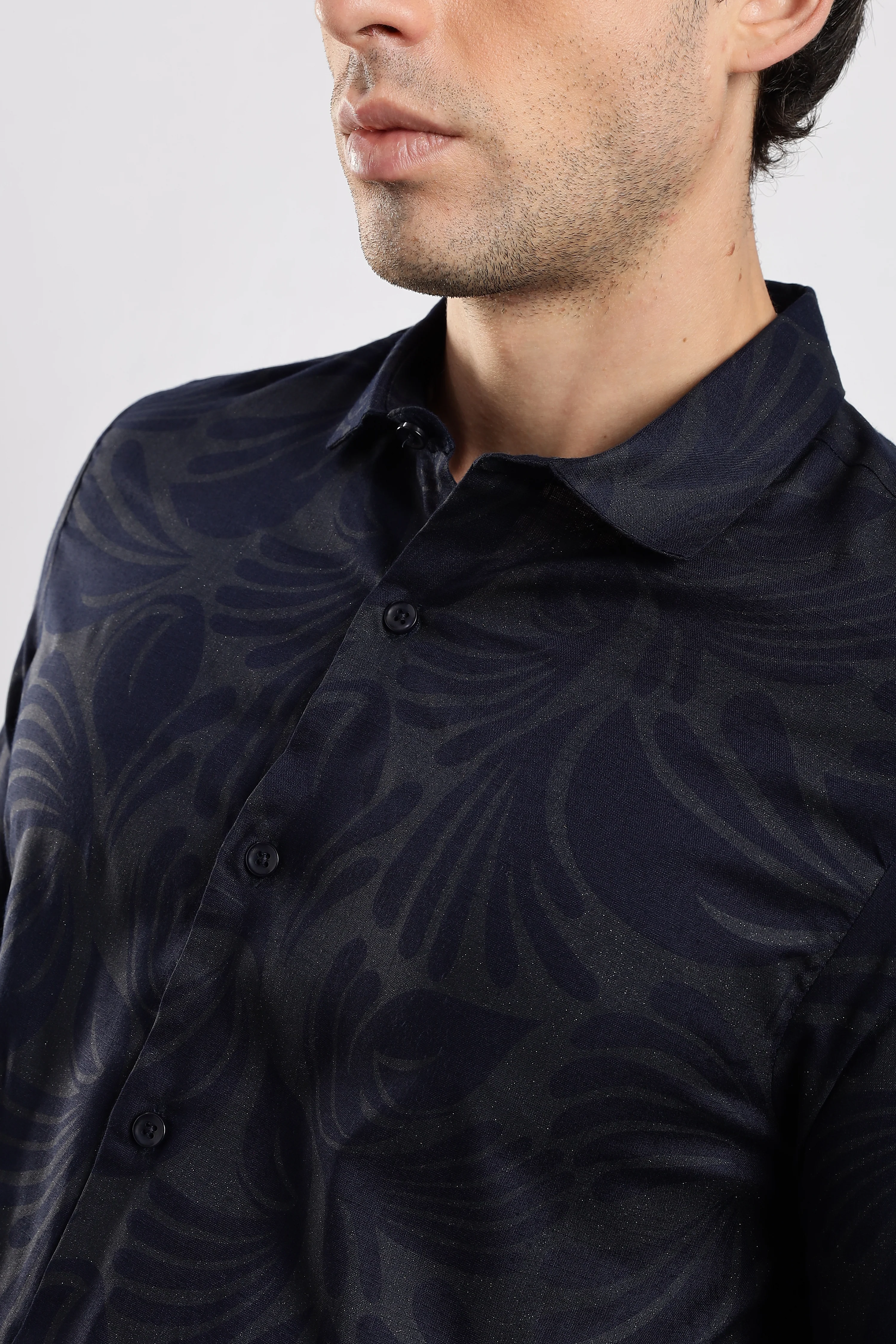 Men Navy Blue Glitter print festive wear - Image 7