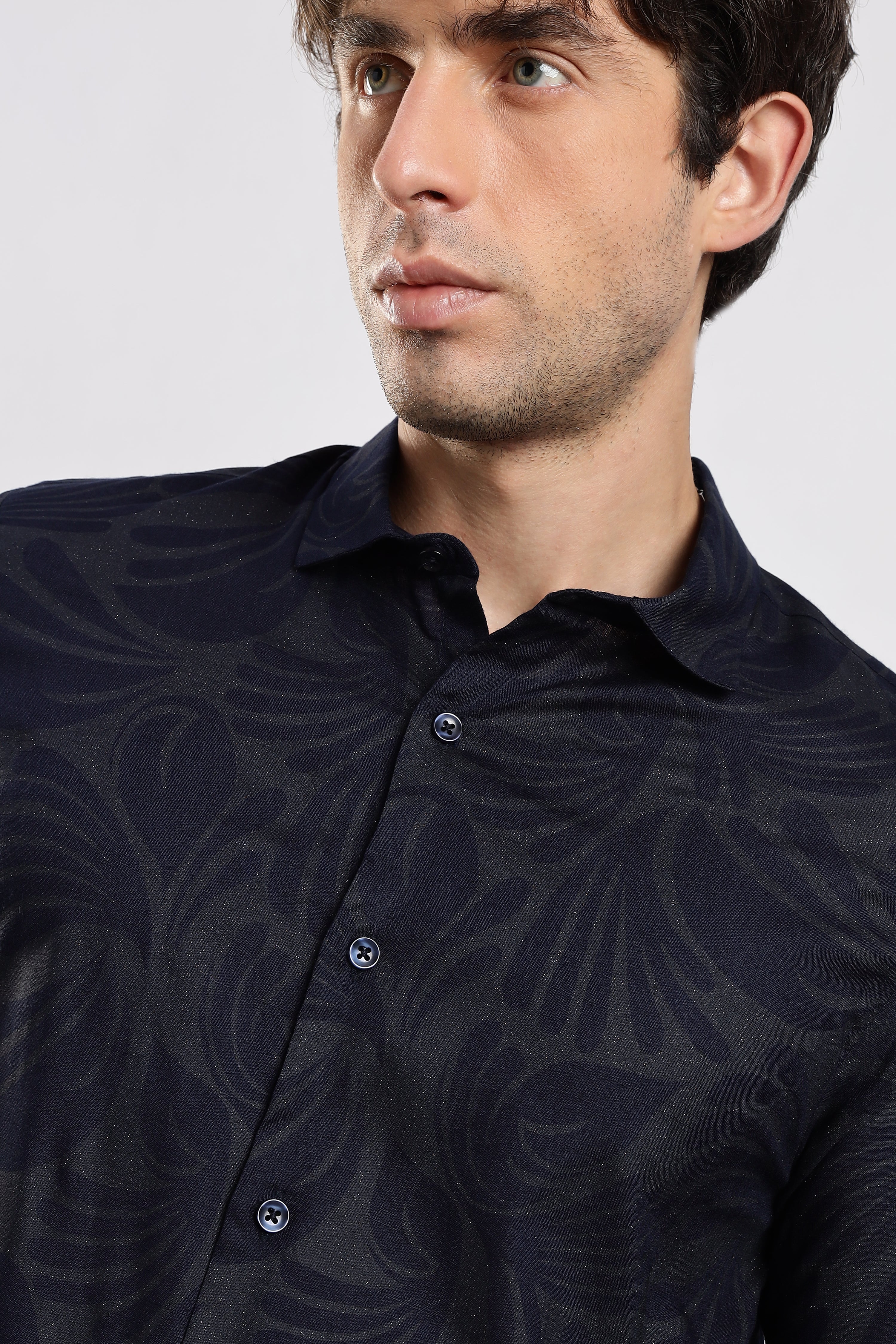 Men Navy Blue Glitter print festive wear - Image 8