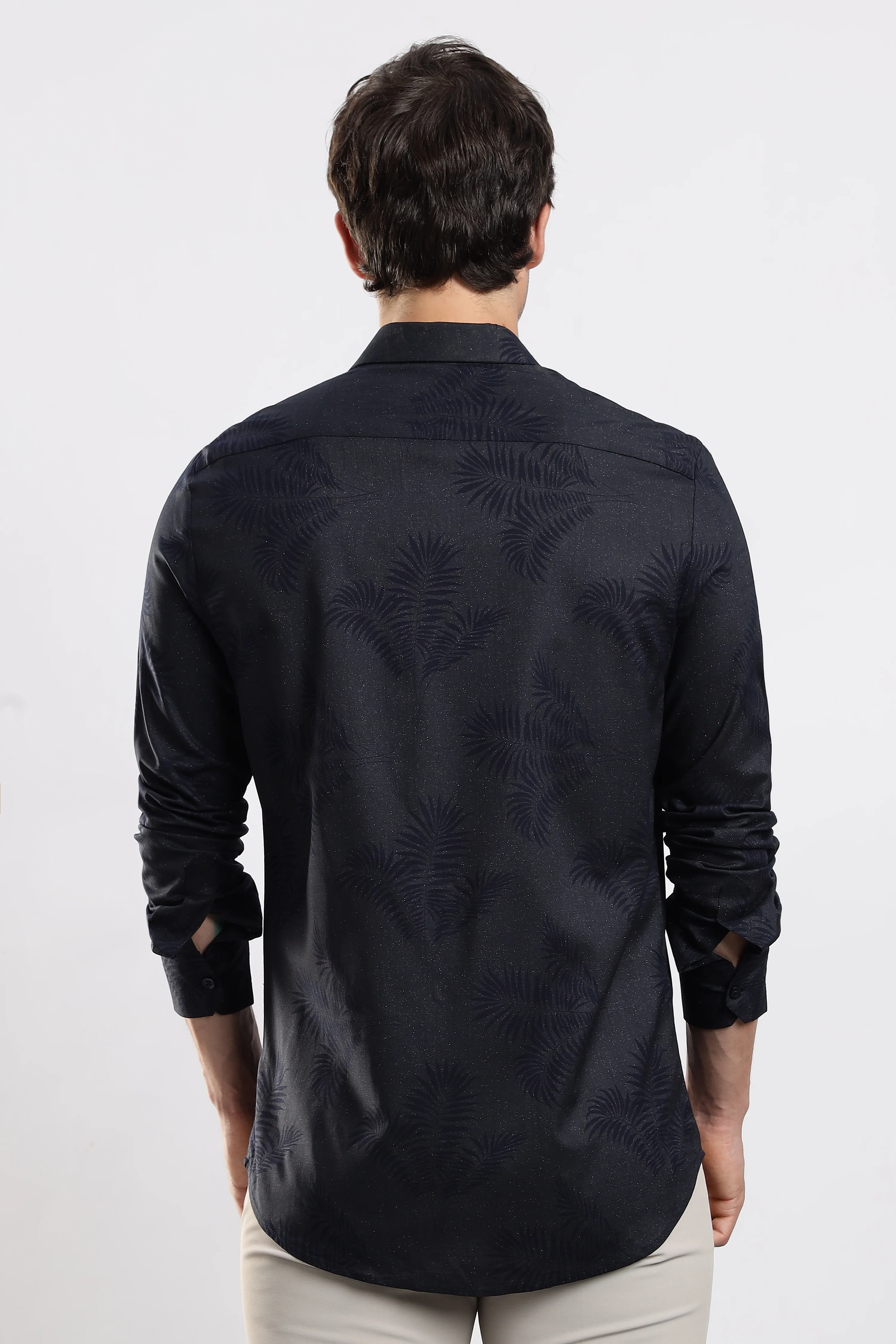 Men Navy Blue Glitter print festive wear - Image 4
