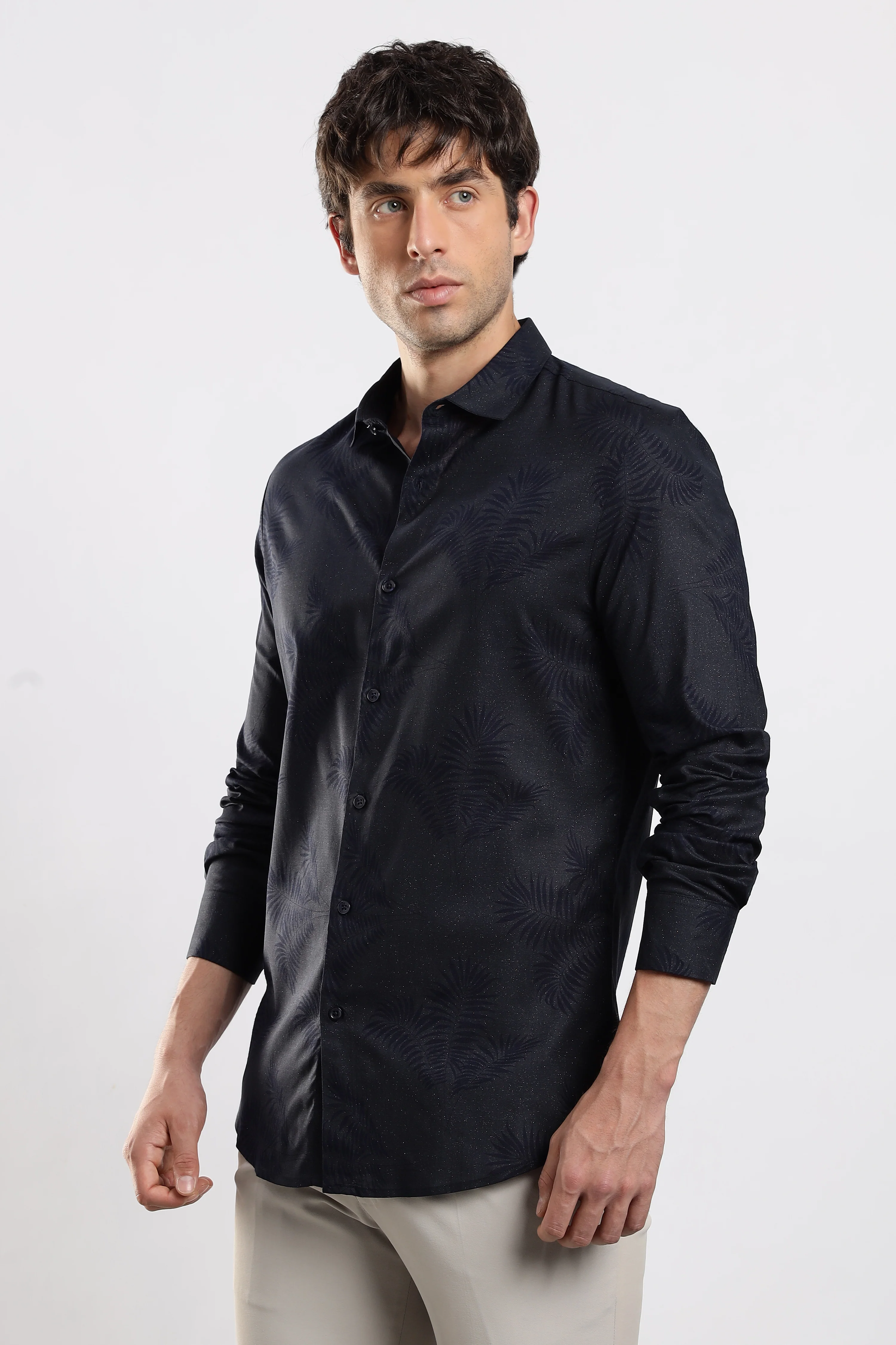 Men Navy Blue Glitter print festive wear - Image 5