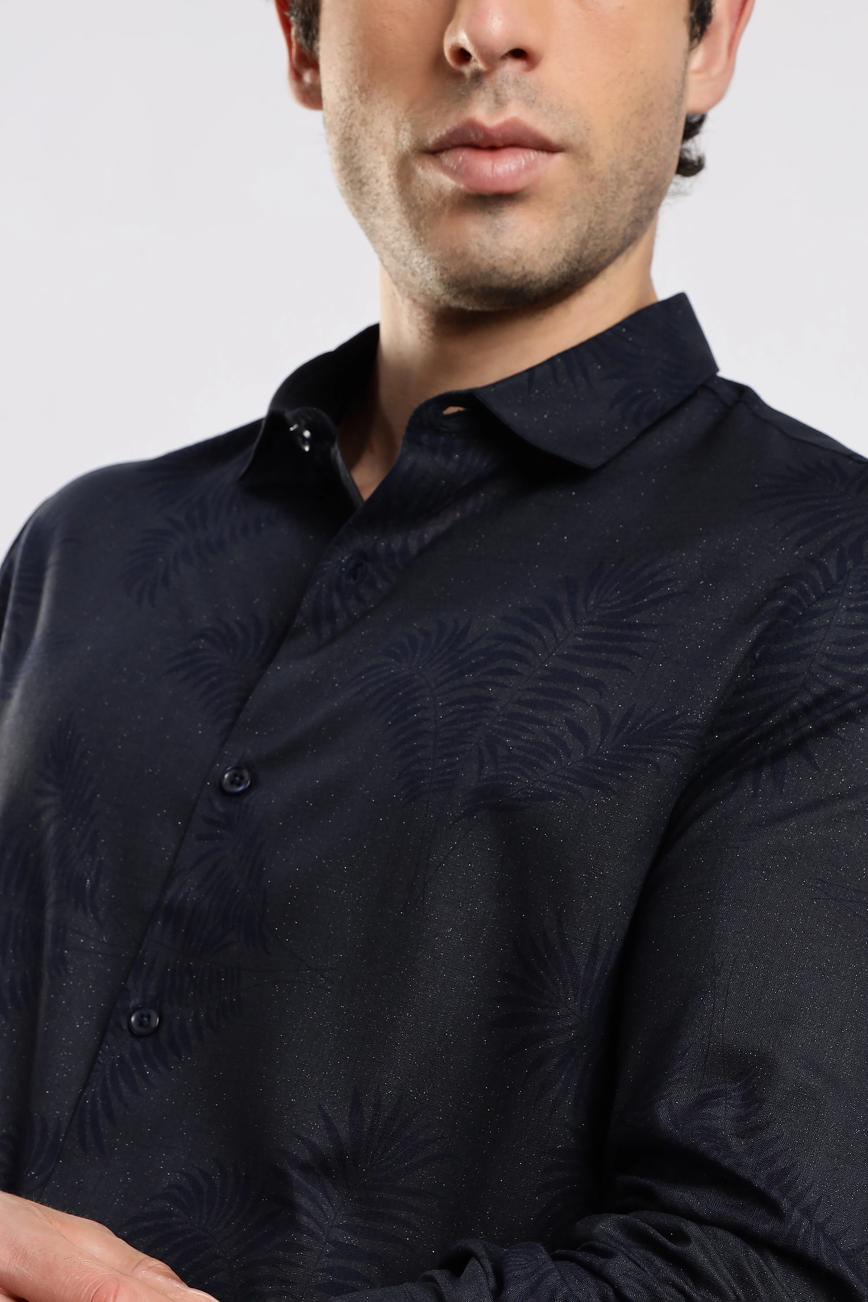 Men Navy Blue Glitter print festive wear - Image 7