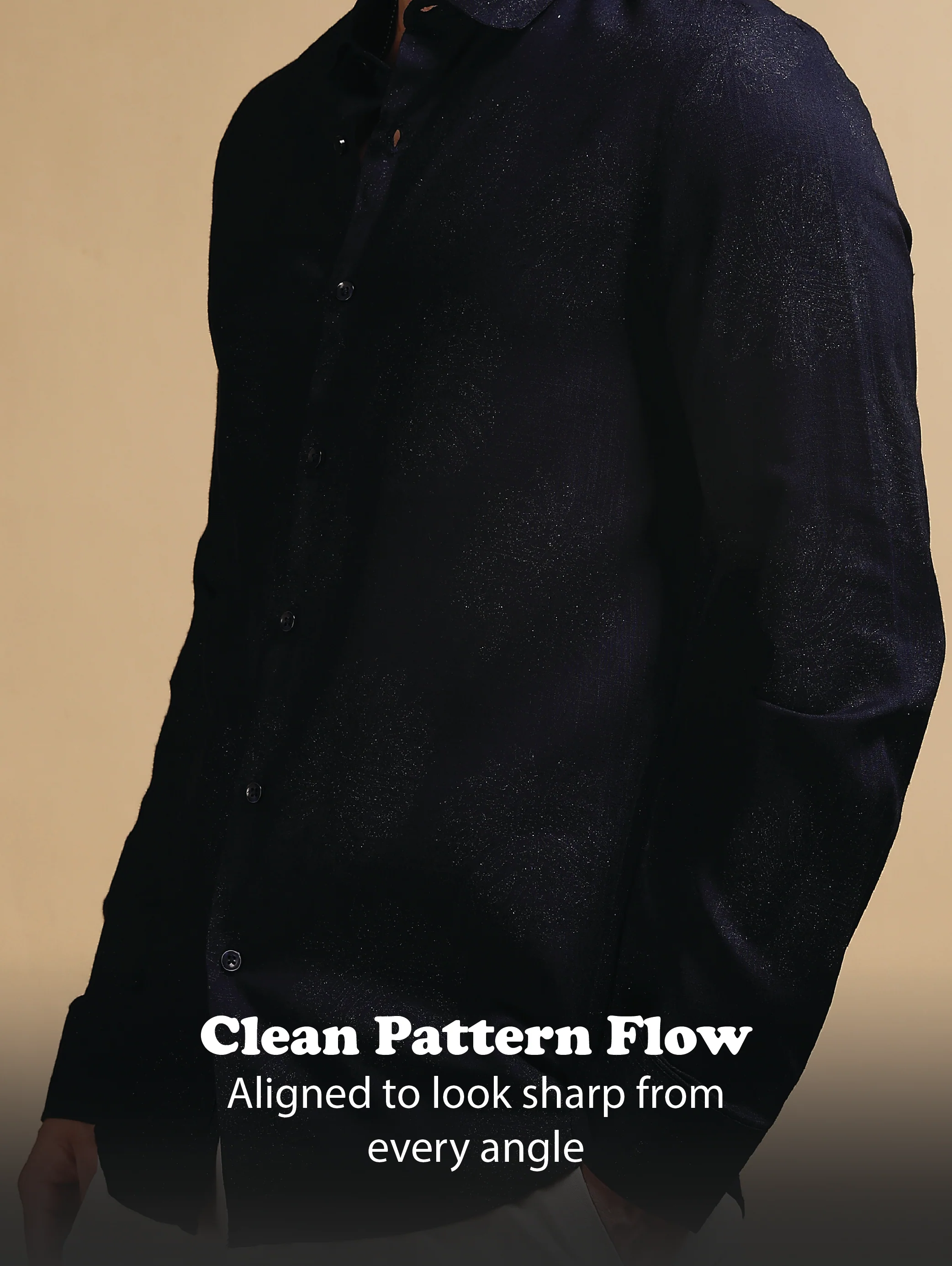 Men Navy Blue Glitter print festive wear - Image 11