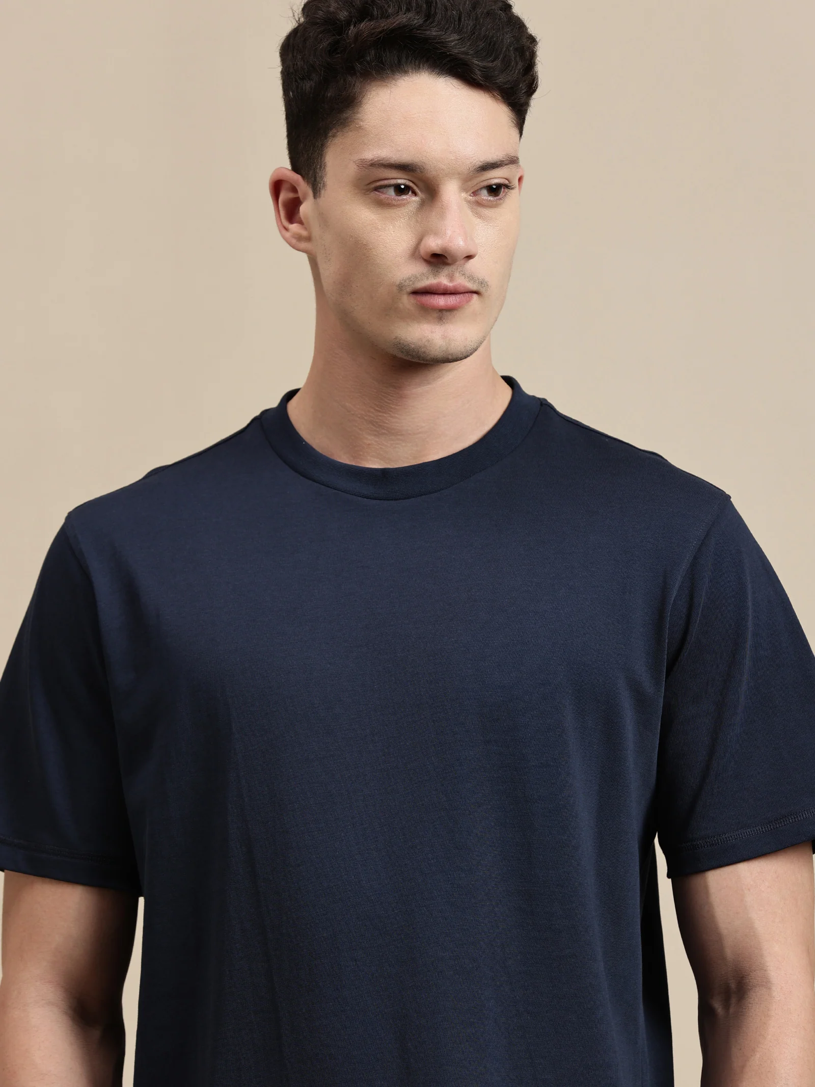 Men Navy Blue Half Sleeve T-Shirt - Image 4