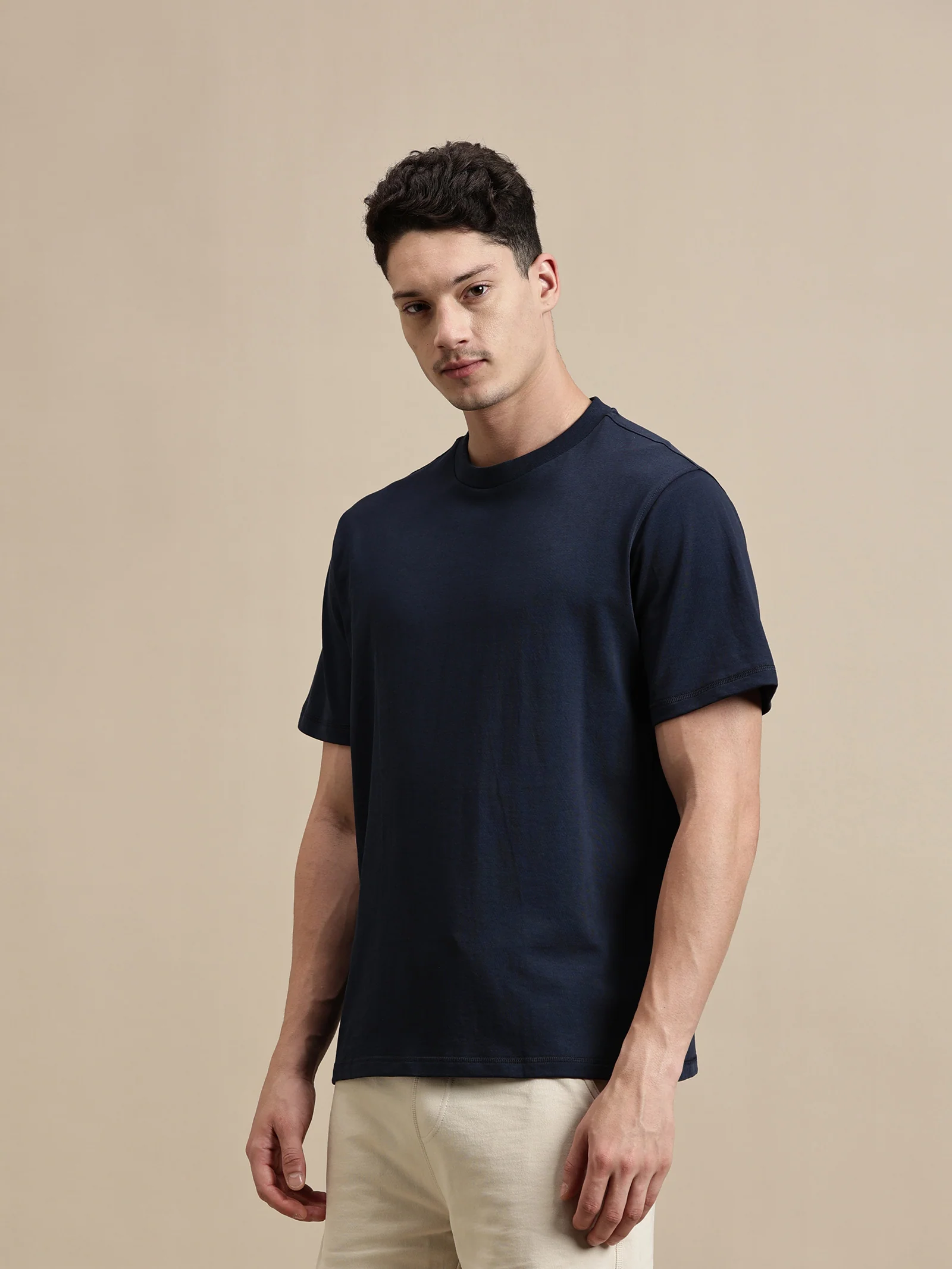 Men Navy Blue Half Sleeve T-Shirt - Image 5