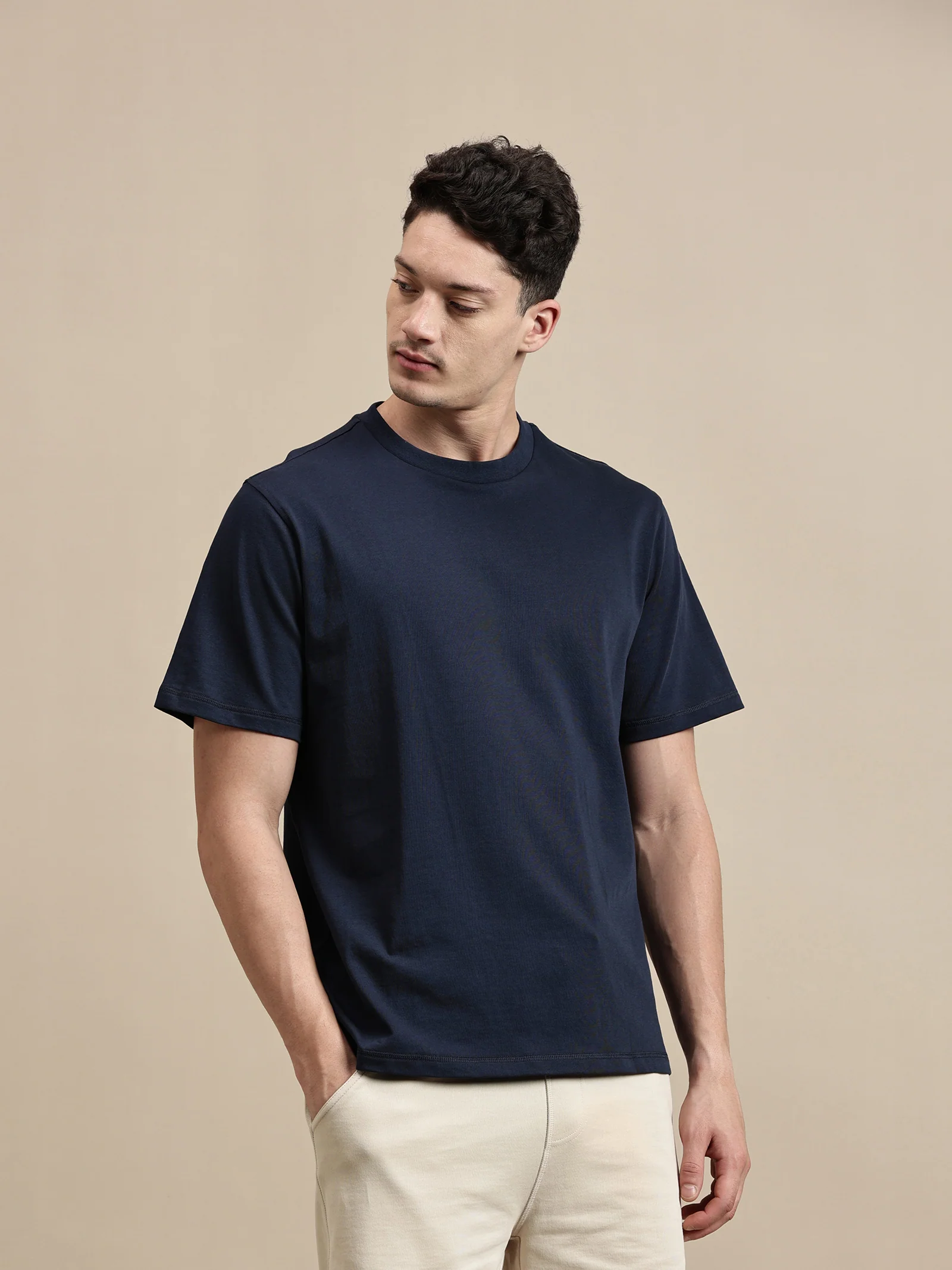 Men Navy Blue Half Sleeve T-Shirt - Image 6